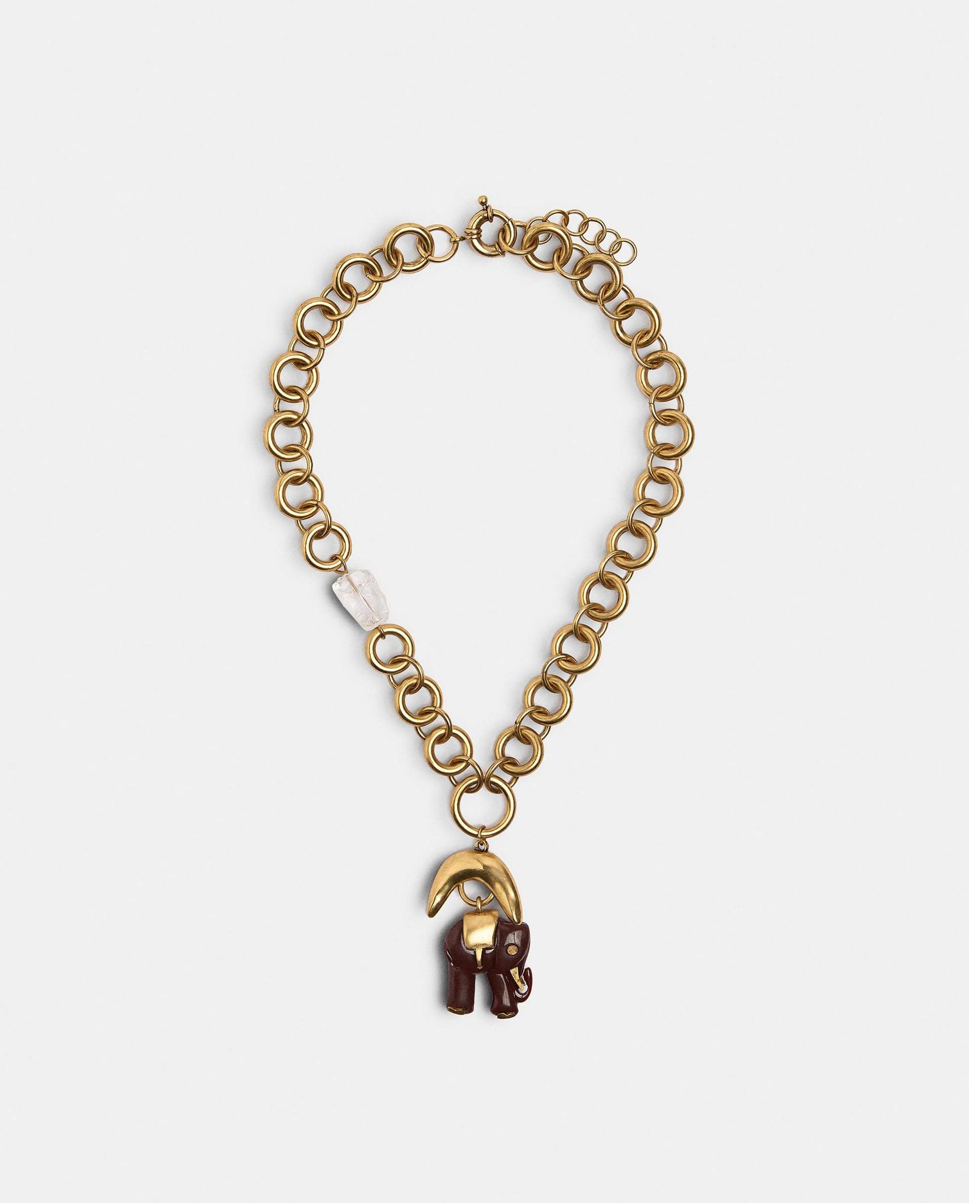 Imagen 0 de Collar de eslabones con elefante decorativo Marrón