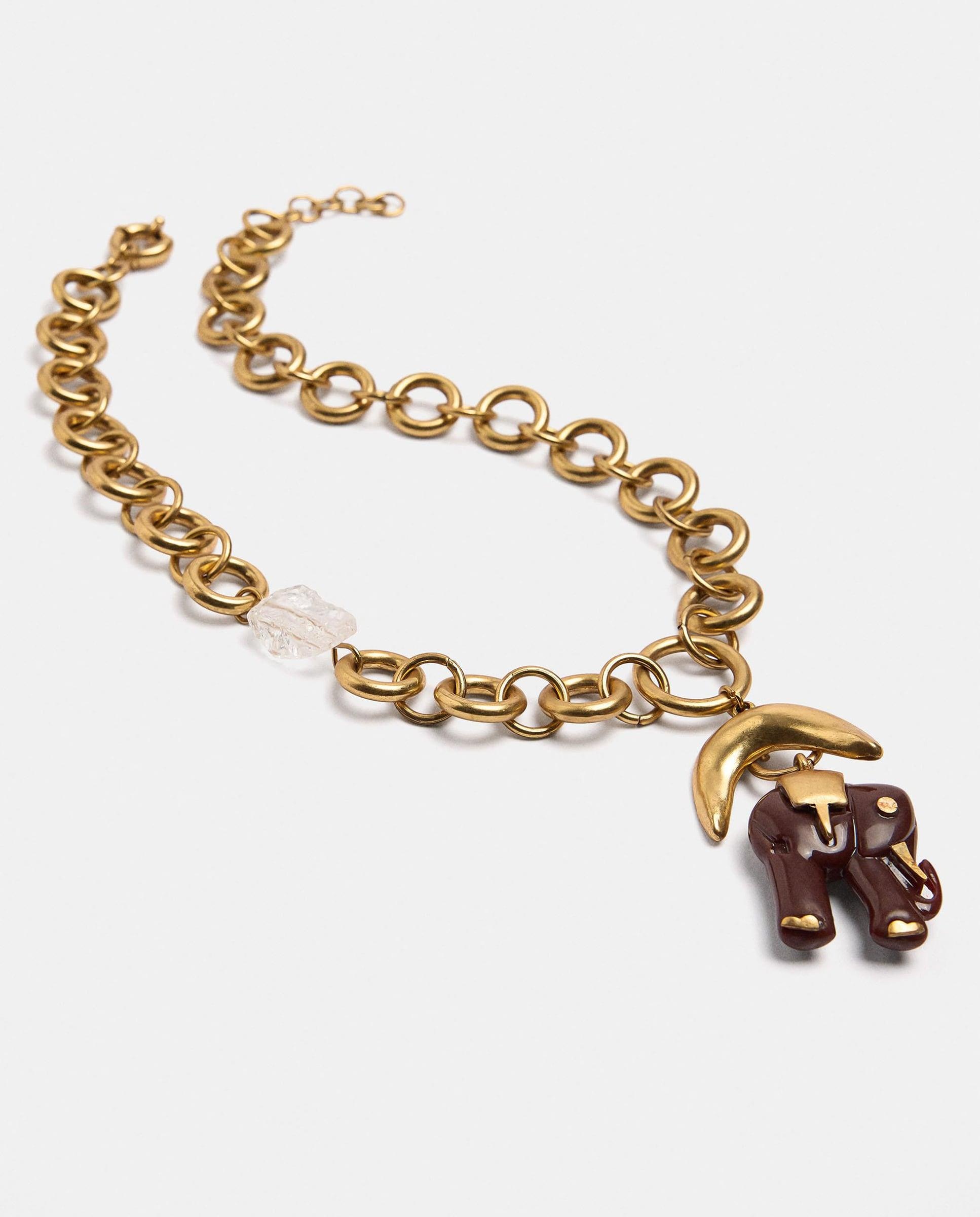 Collar de eslabones con elefante decorativo - Parfois - Marrón Marrón-3