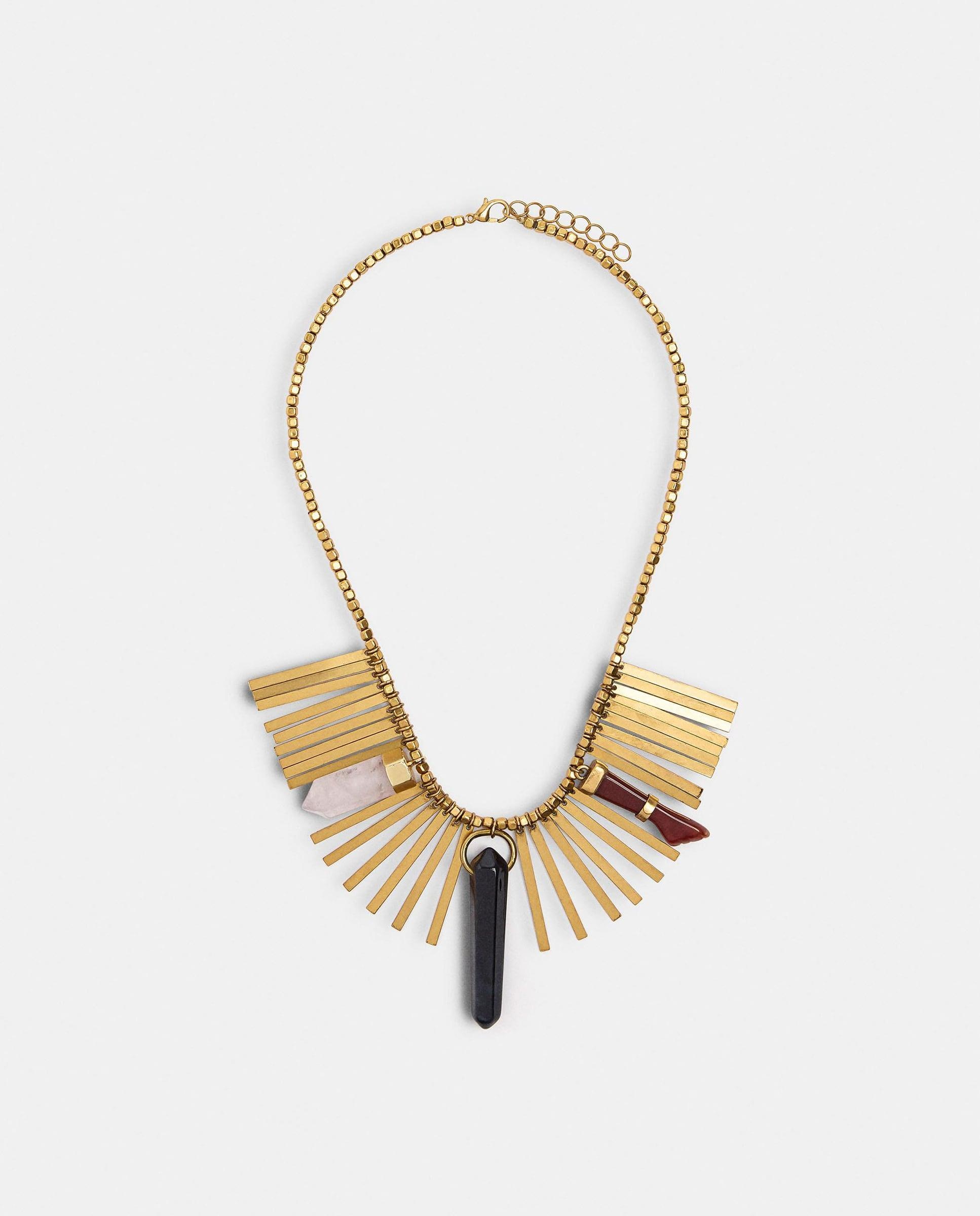 Collar de minieslabones con barras rígidas y piedra decorativa - Parfois - Negro Negro-1
