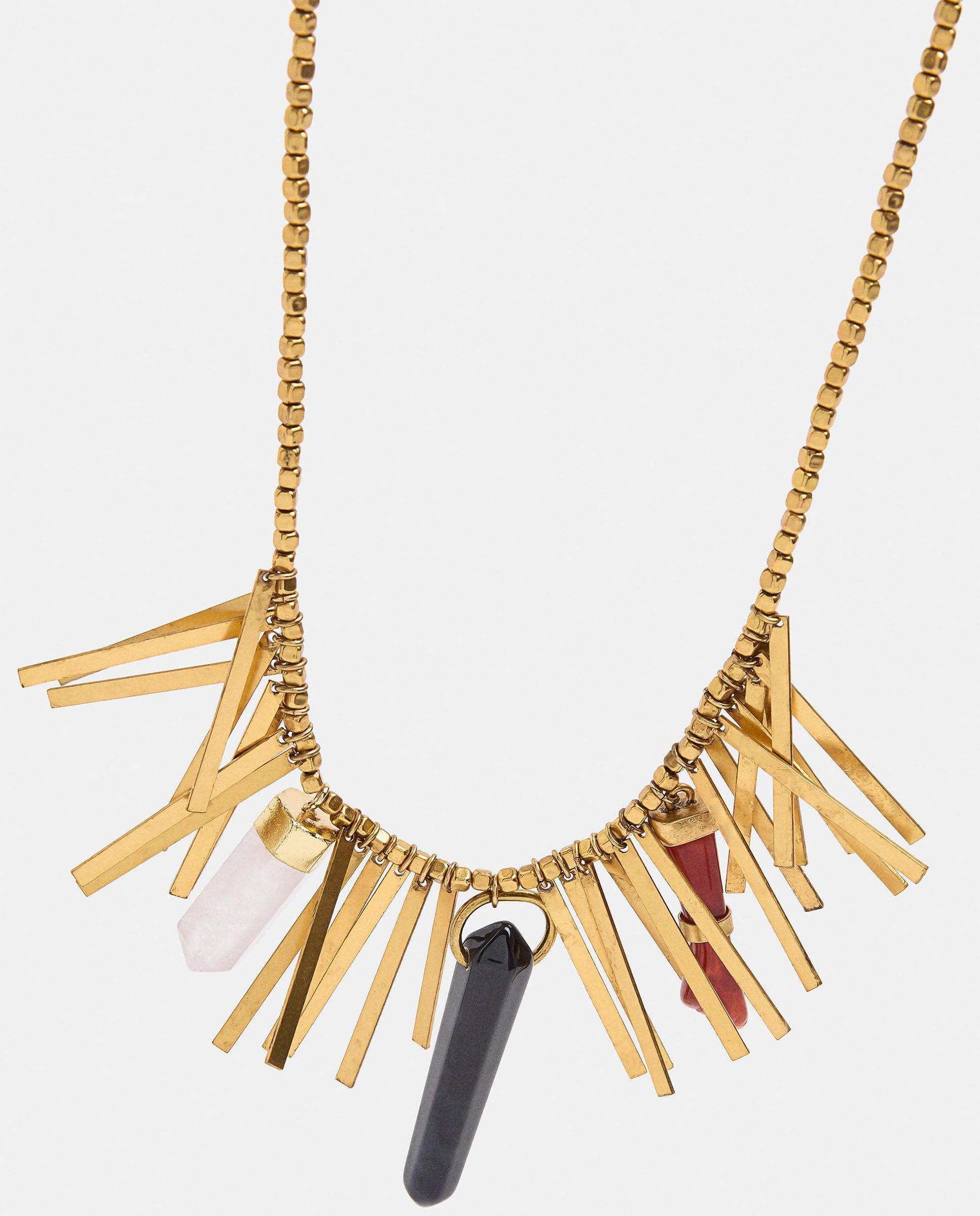 Collar de minieslabones con barras rígidas y piedra decorativa - Parfois - Negro Negro-3
