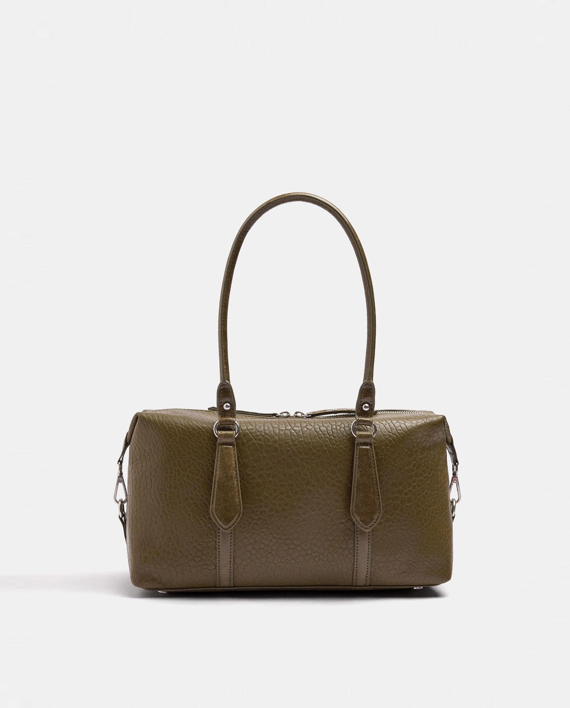 Bolso de hombro con cierre de cremallera en liso - Parfois - Kaki Kaki-1