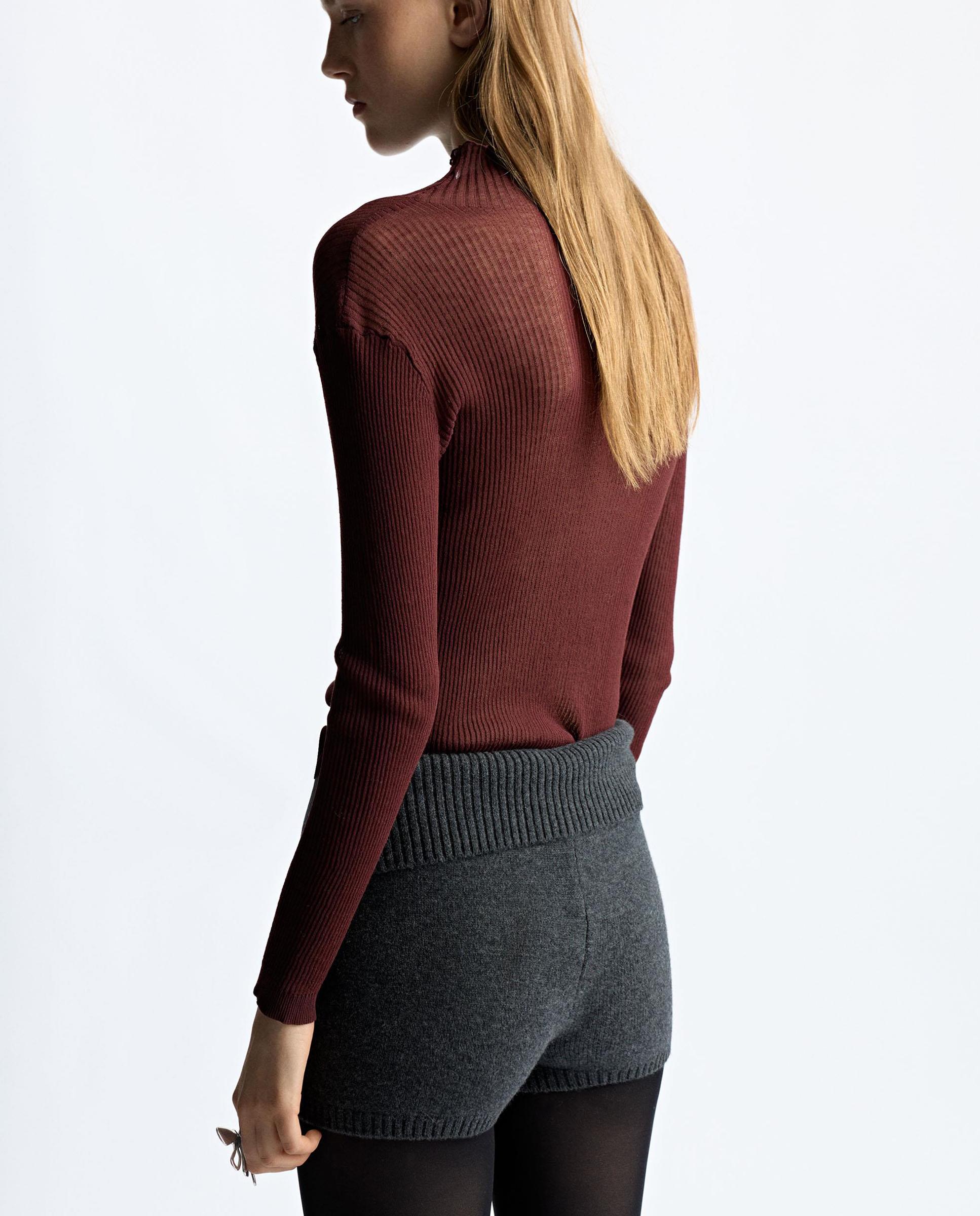 Short de mujer 100% lana de punto en liso - Parfois - Gris Gris-5
