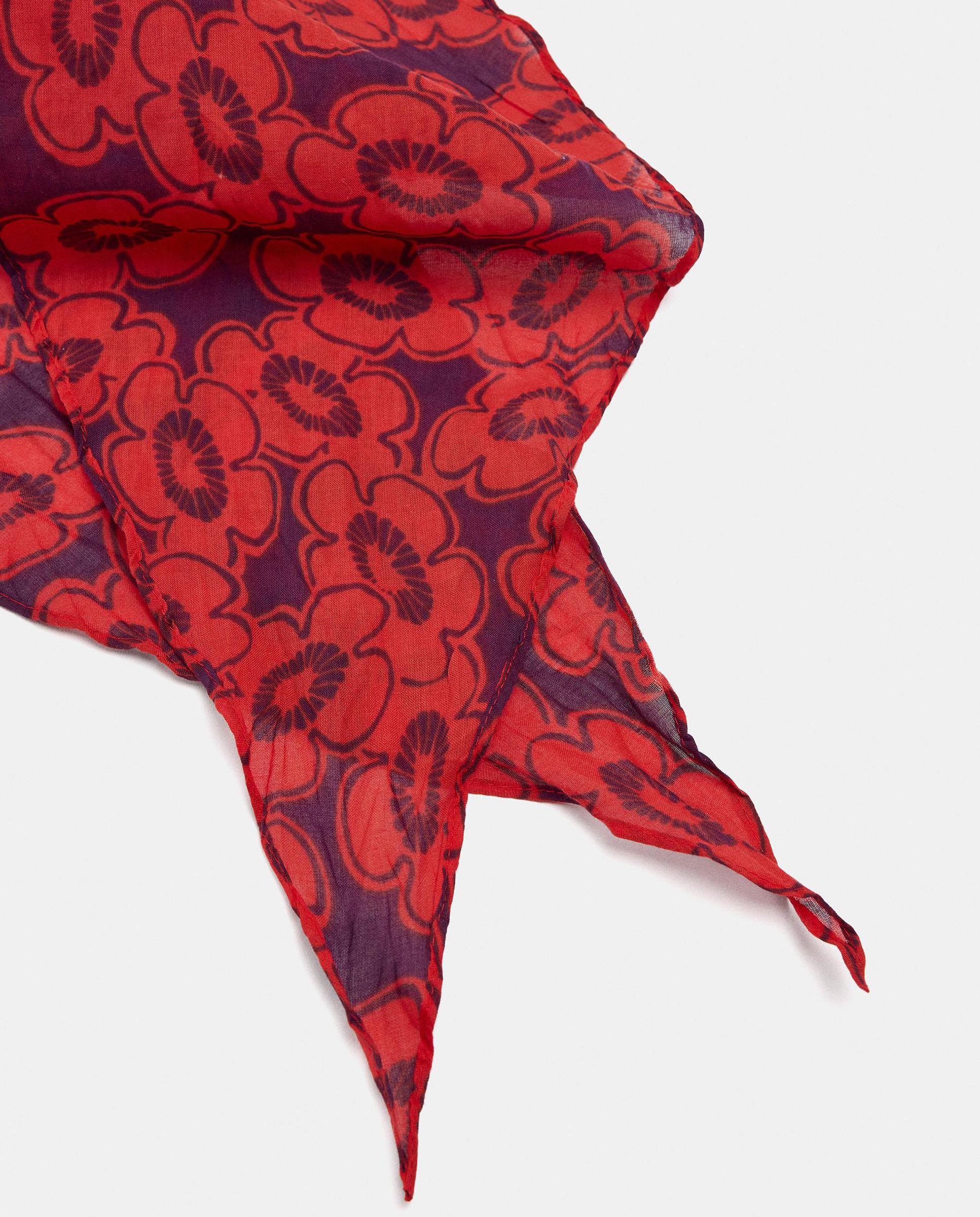 Pañuelo 100% algodón con estampado floral - Parfois - Rojo Rojo-3