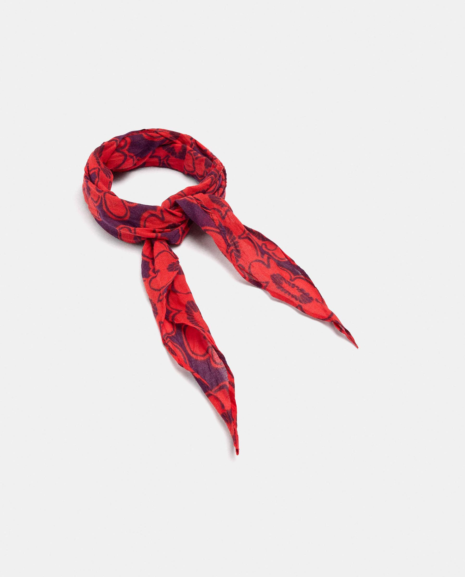 Pañuelo 100% algodón con estampado floral - Parfois - Rojo Rojo-4