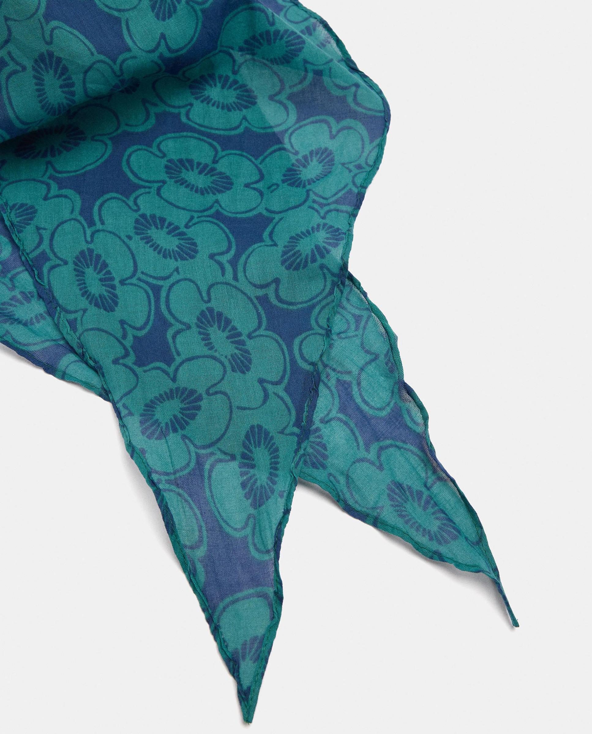 Pañuelo 100% algodón con estampado floral - Parfois - Azul Azul-3