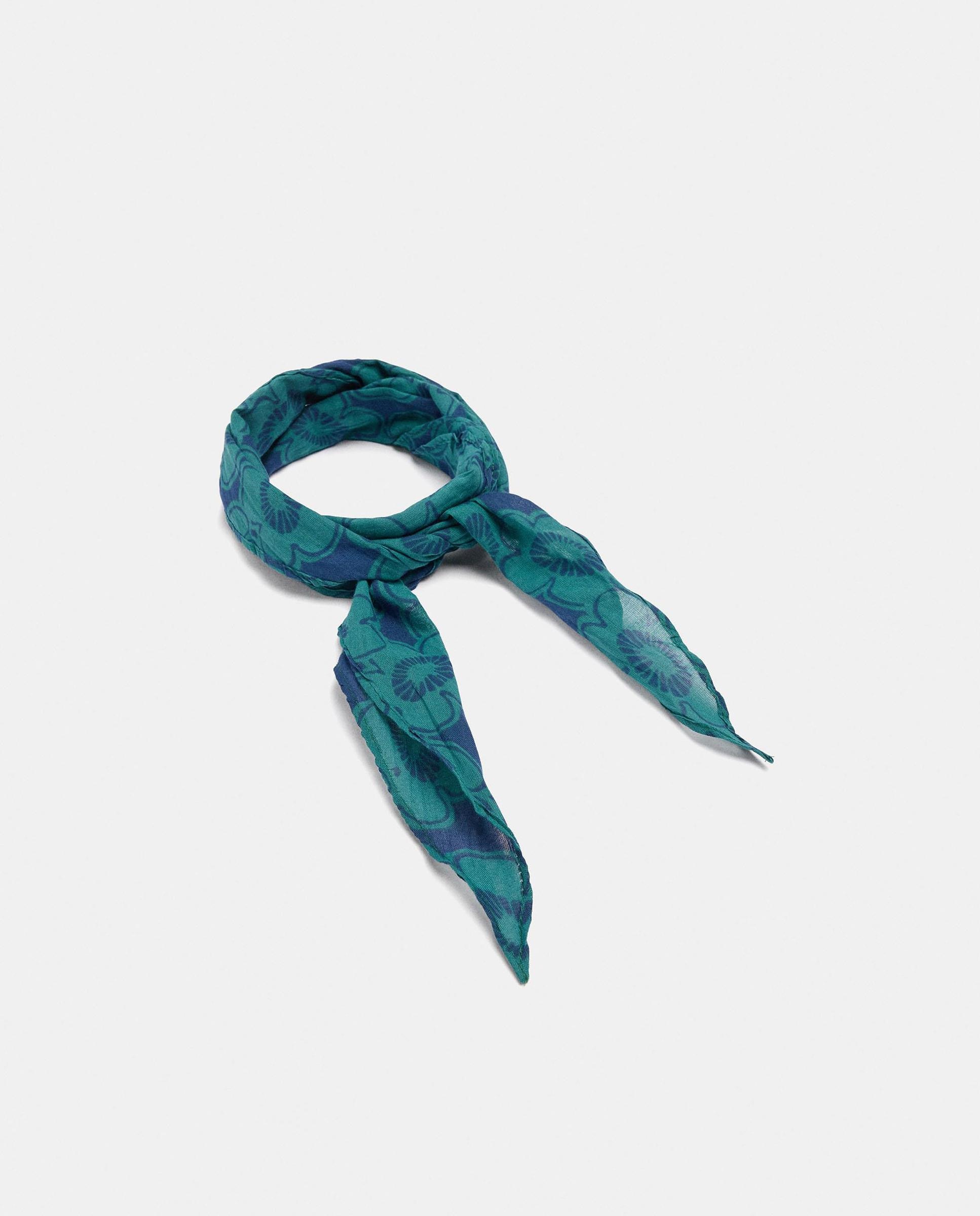 Pañuelo 100% algodón con estampado floral - Parfois - Azul Azul-4