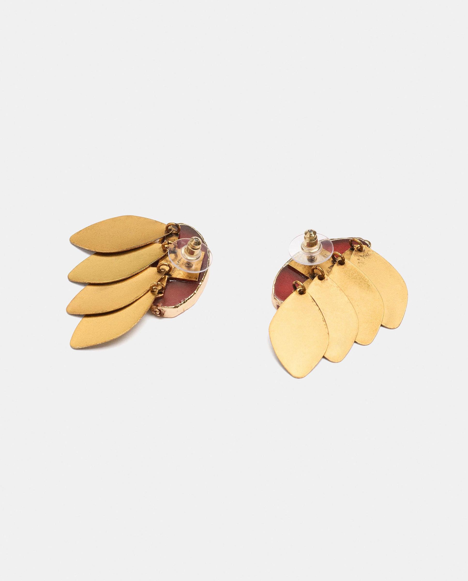 Imagen 3 de Pendientes con piedra decorativa y hojas unidas - Parfois - Rojo Rojo