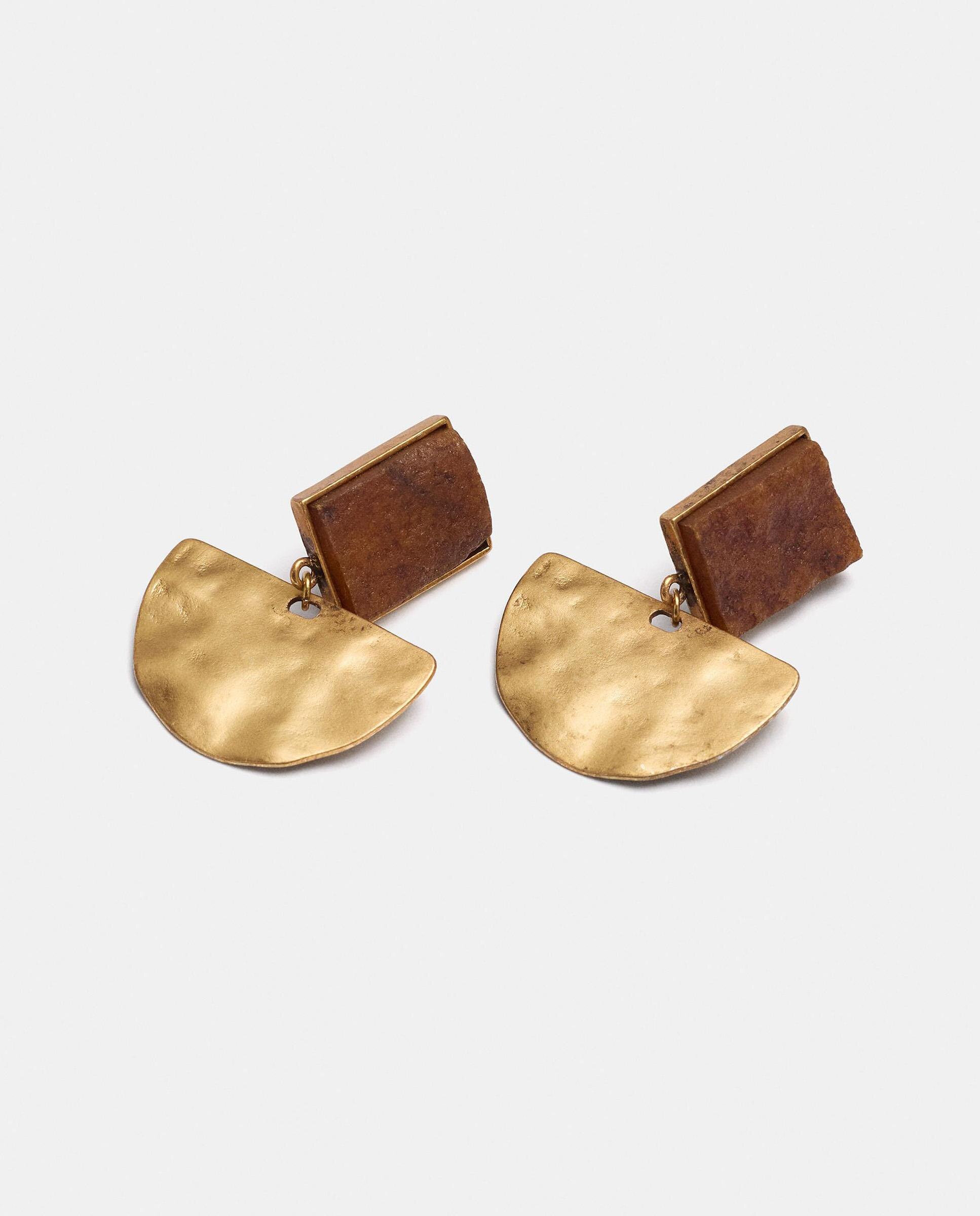 Imagen 2 de Pendientes geométricos con piedra decorativa - Parfois - Marrón Marrón