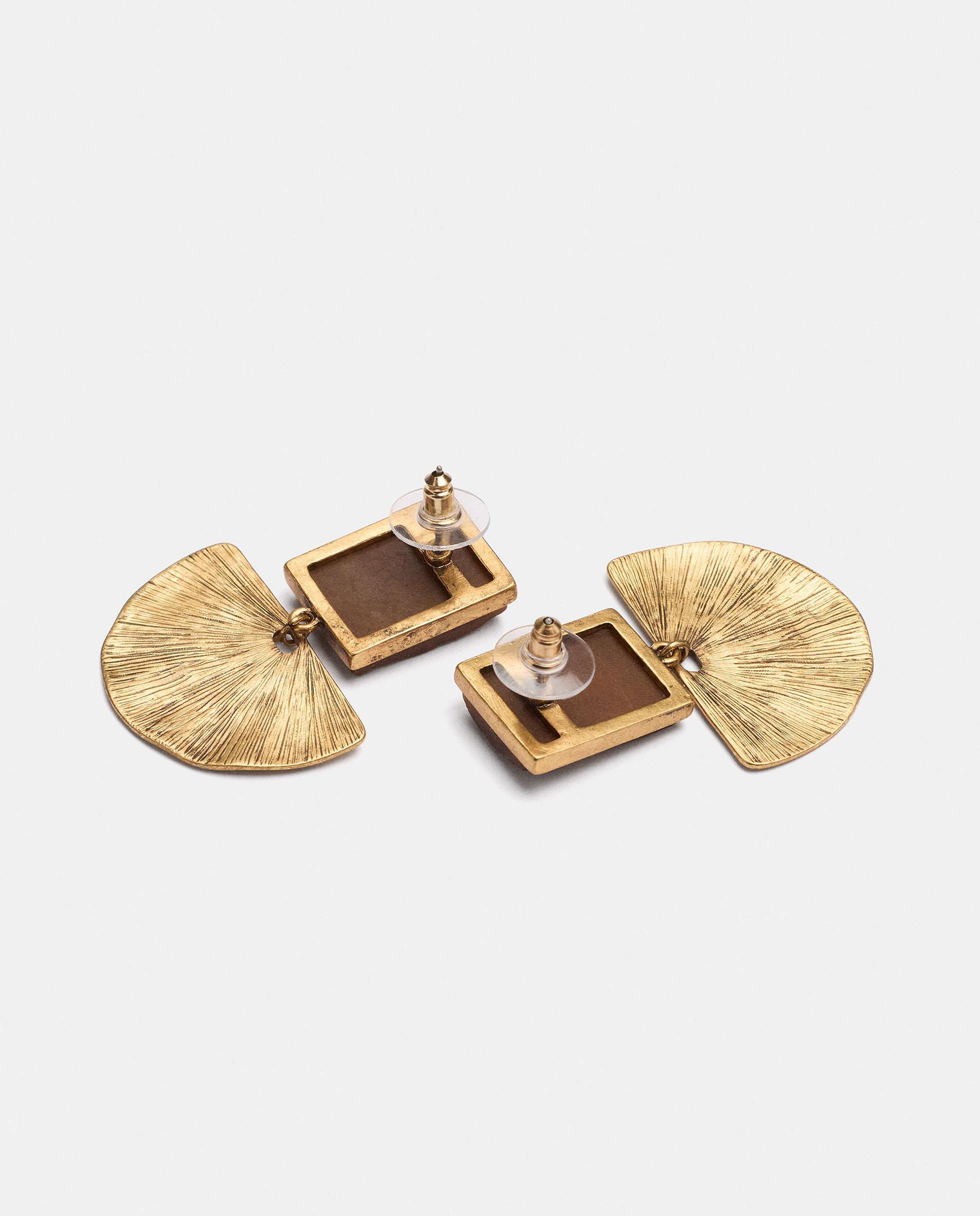Imagen 3 de Pendientes geométricos con piedra decorativa - Parfois - Marrón Marrón