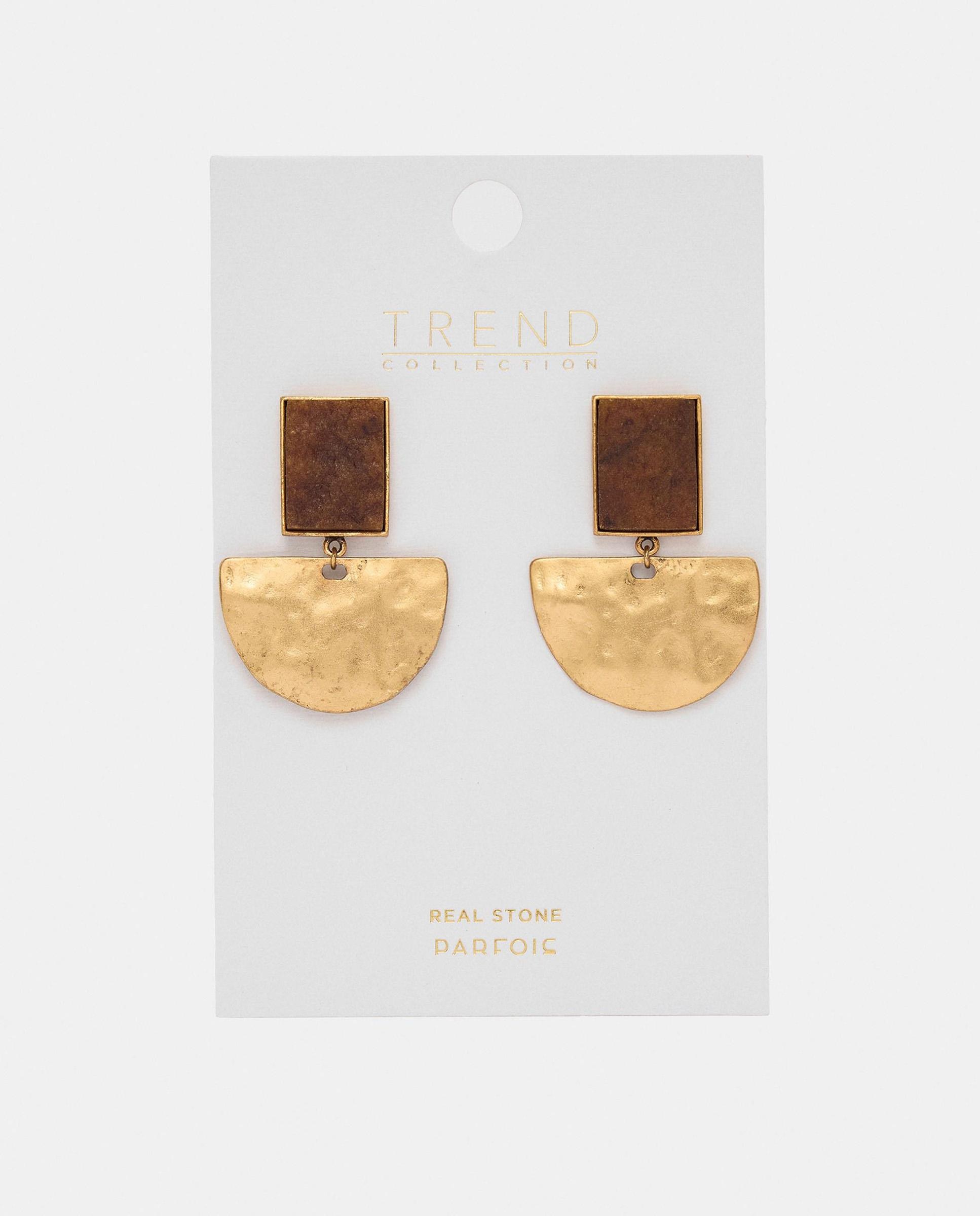 Imagen 4 de Pendientes geométricos con piedra decorativa - Parfois - Marrón Marrón