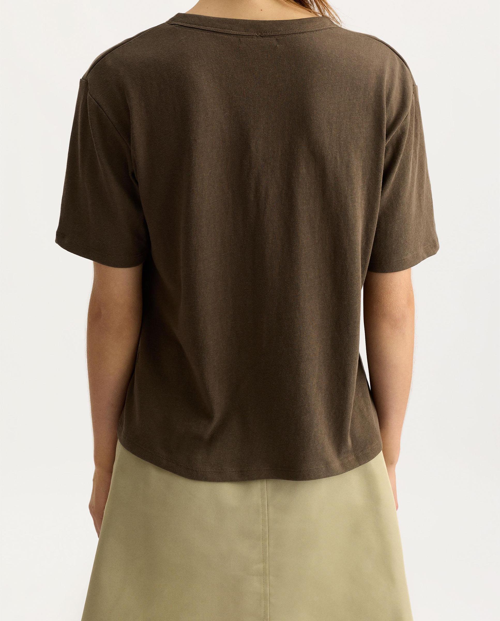 Camiseta de mujer de manga corta con botones frontales - Parfois - Kaki Kaki-3