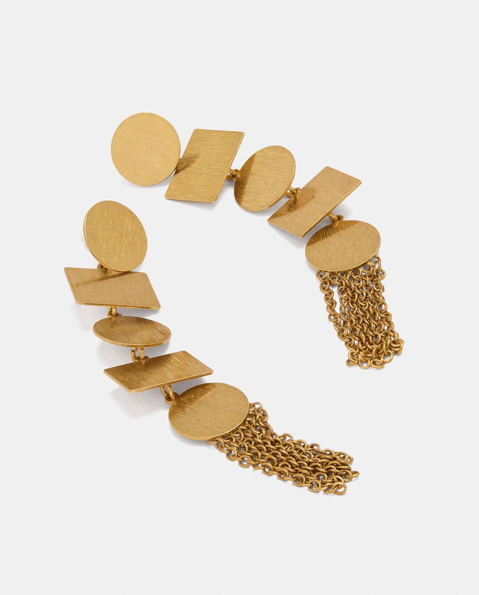Imagen 2 de Pendientes segmentados con flecos de eslabones - Parfois - Dorado Dorado