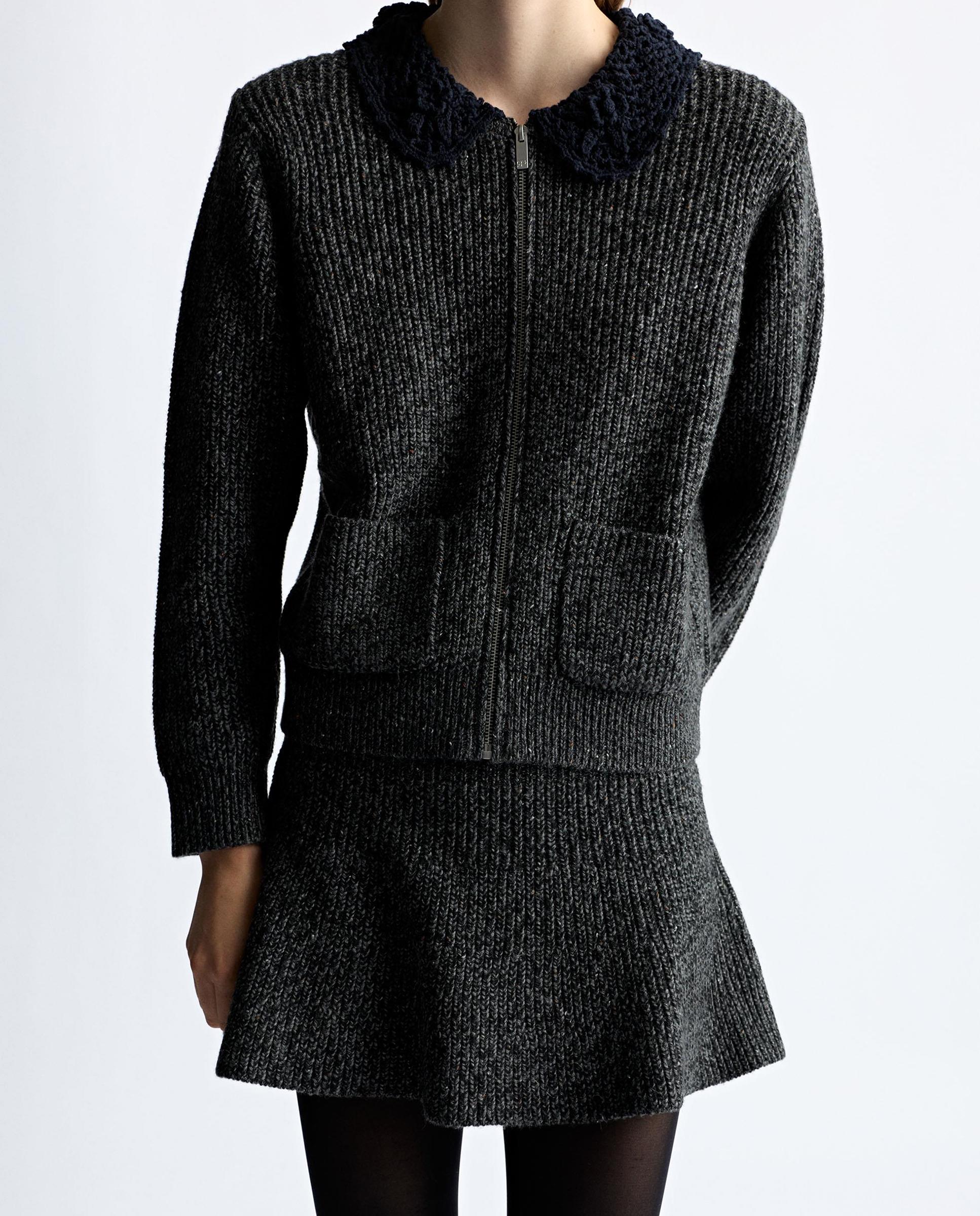 Cárdigan de mujer de punto con cierre de cremallera y bolsillos decorativos - Parfois - Gris Gris-3