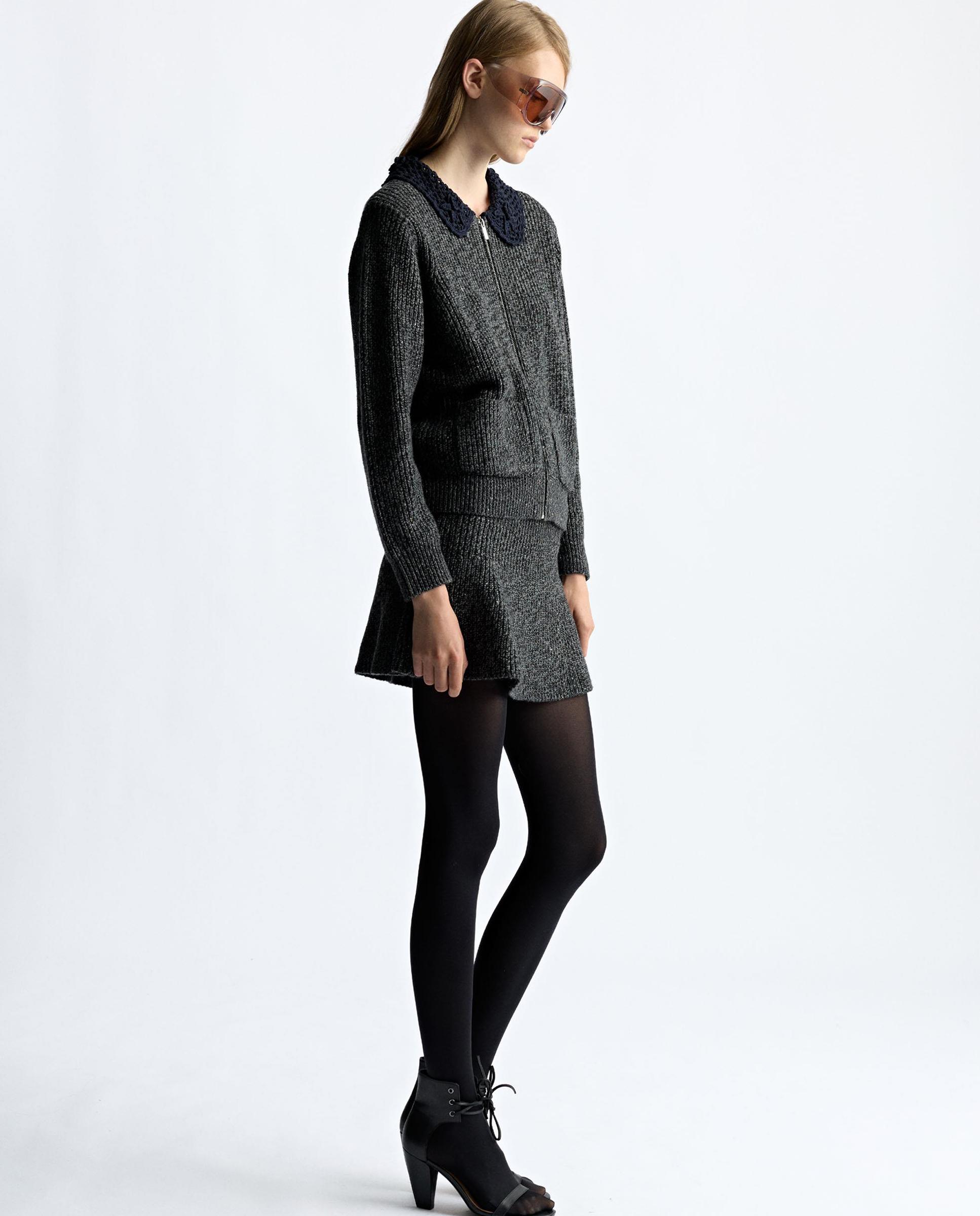 Cárdigan de mujer de punto con cierre de cremallera y bolsillos decorativos - Parfois - Gris Gris-4