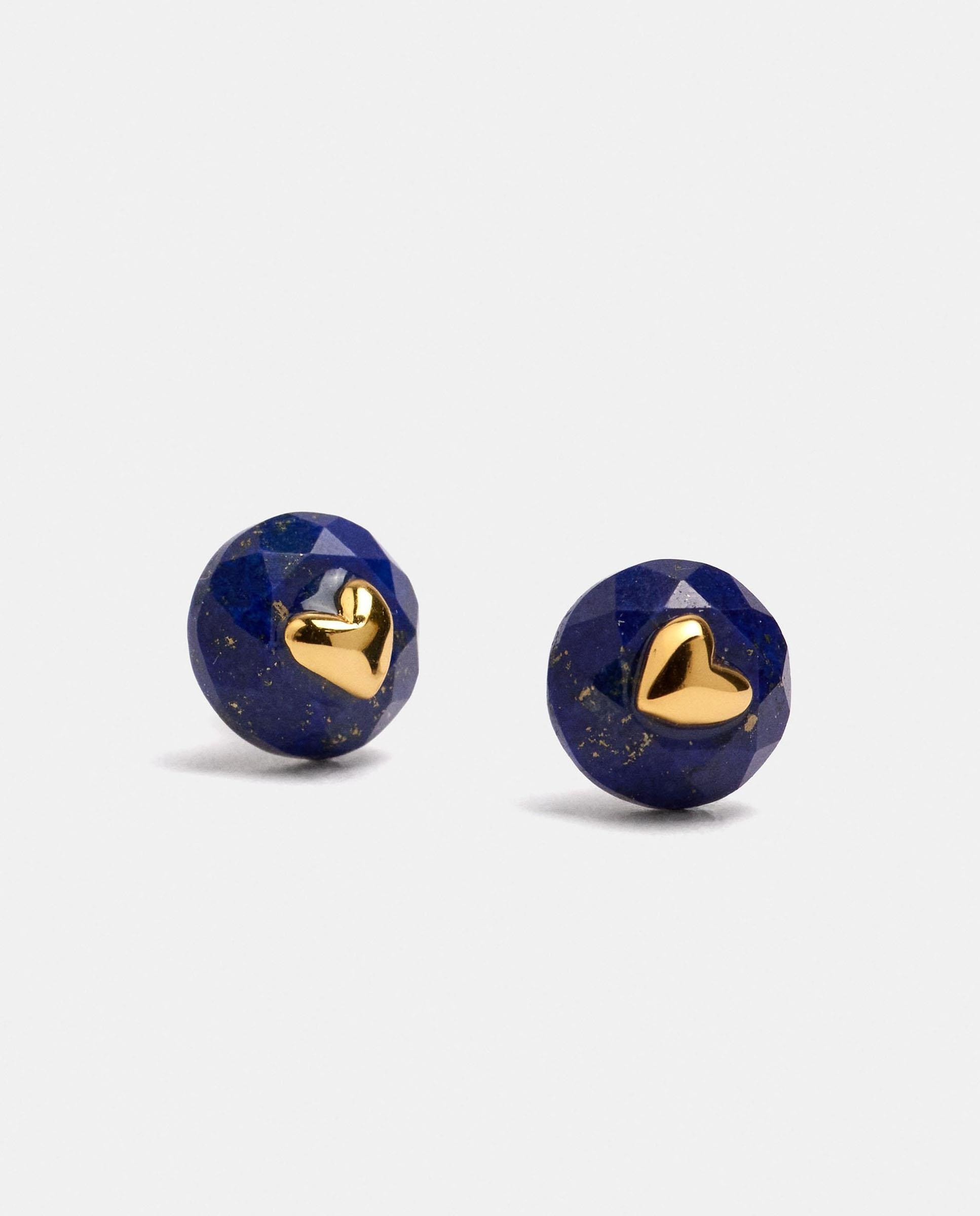 Pendientes bañados en oro de 18 k con detalle de corazón - Parfois - Azul Azul-2