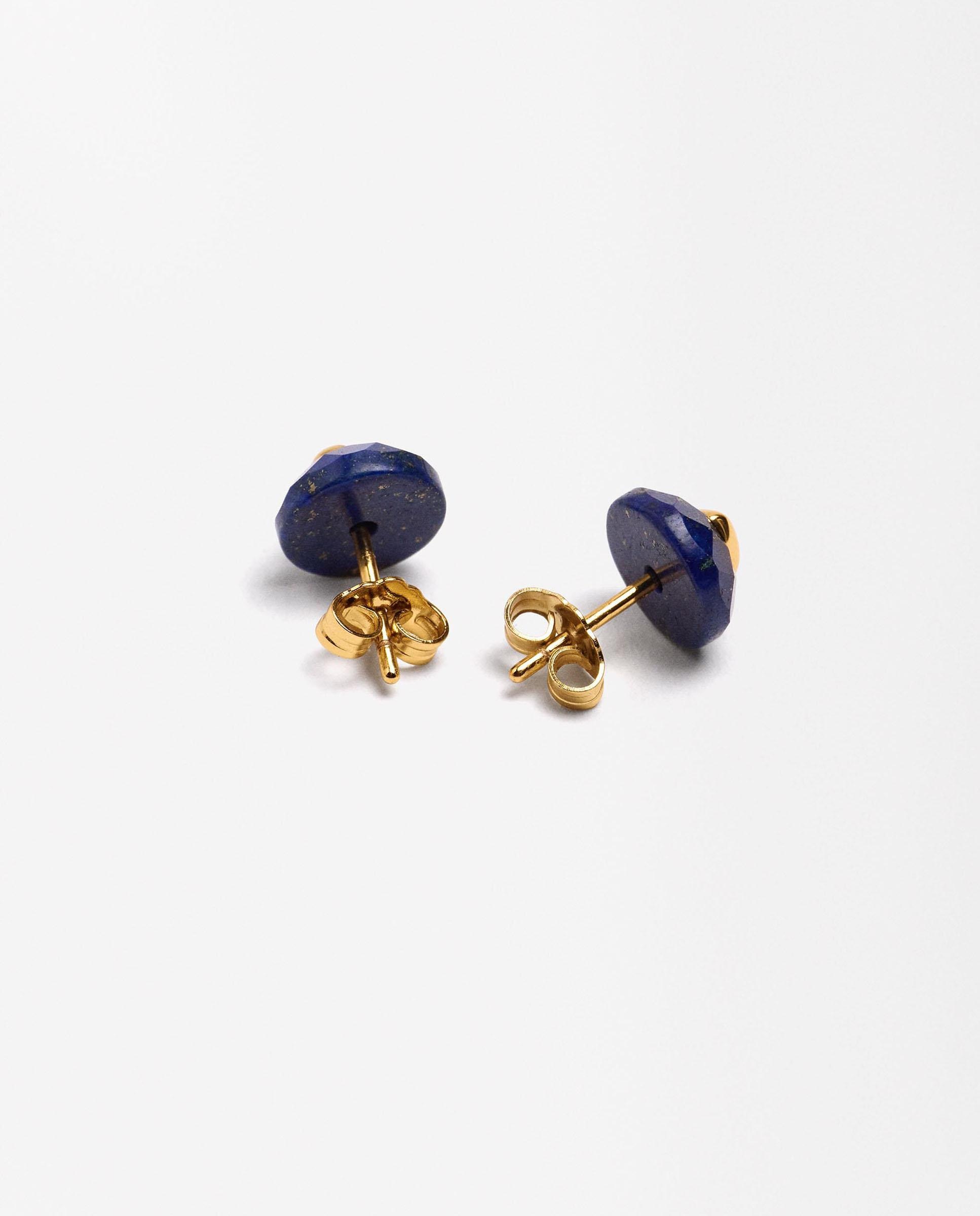 Pendientes bañados en oro de 18 k con detalle de corazón - Parfois - Azul Azul-3