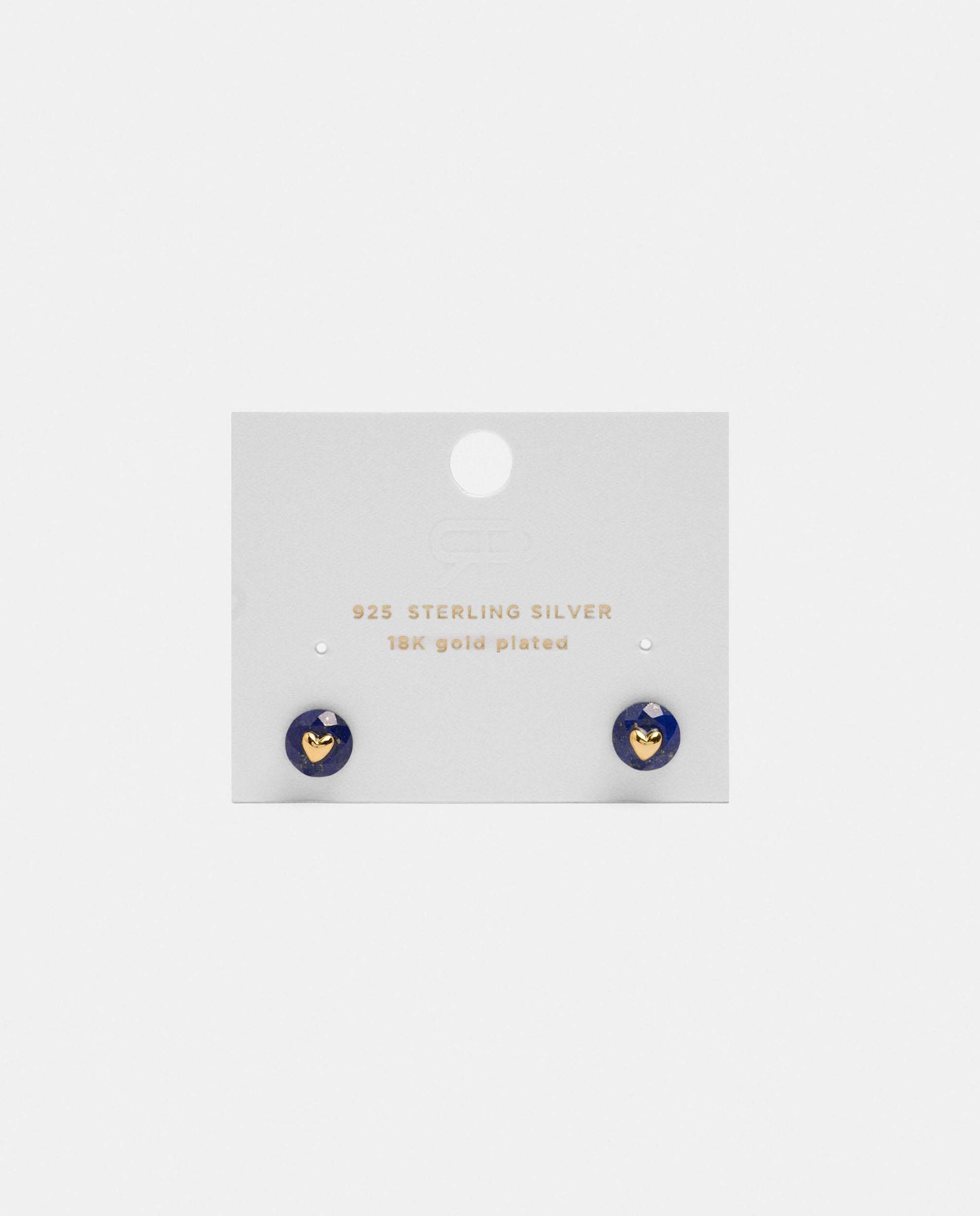 Pendientes bañados en oro de 18 k con detalle de corazón - Parfois - Azul Azul-4