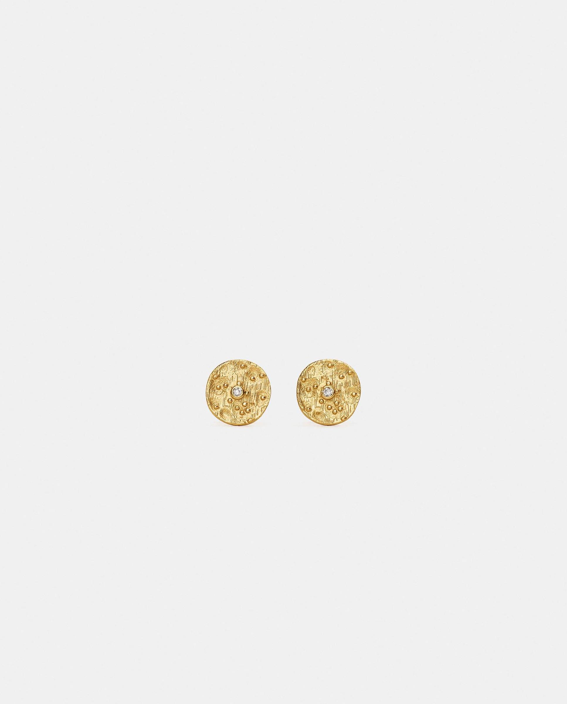 Imagen 0 de Pendientes bañados en oro de 18 k redondos con circonita Blanco