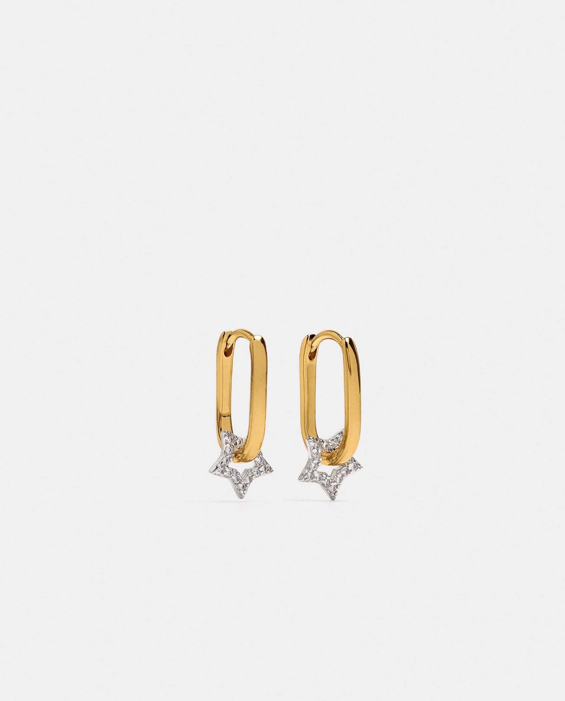 Imagen 0 de Pendientes de aro bañados en oro de 18 k con estrellas decorativas de circonitas Multicolor