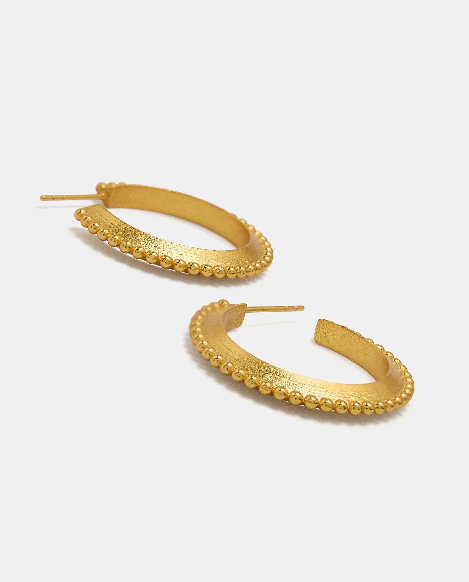 Pendientes de aro bañados en oro de 18 k abiertos - Parfois - Dorado Dorado-2