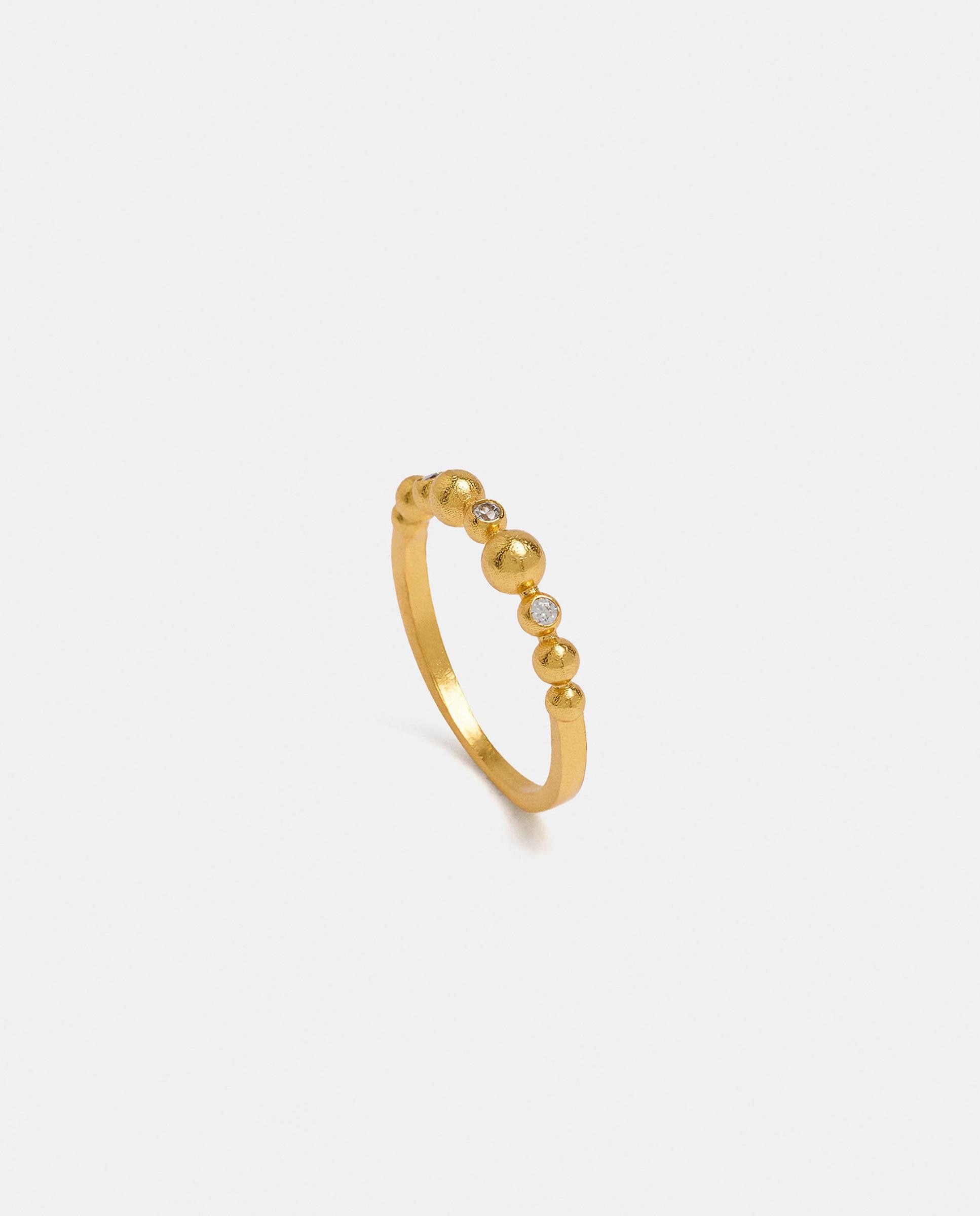 Imagen 0 de Anillo con circonitas bañado en oro de 18 k Blanco