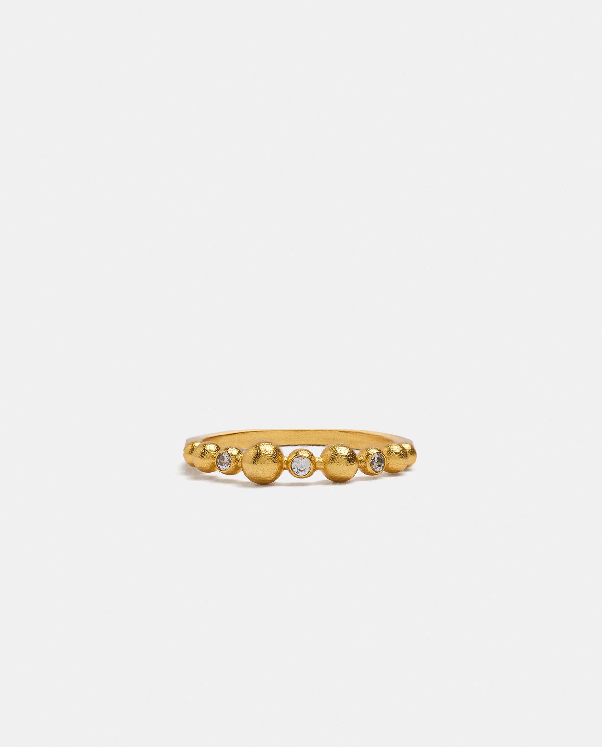 Anillo con circonitas bañado en oro de 18 k - Parfois - Blanco Blanco-2