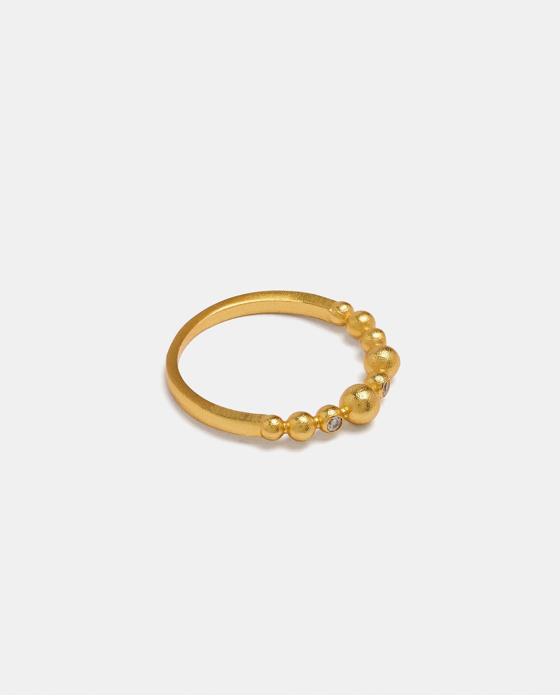 Anillo con circonitas bañado en oro de 18 k - Parfois - Blanco Blanco-3