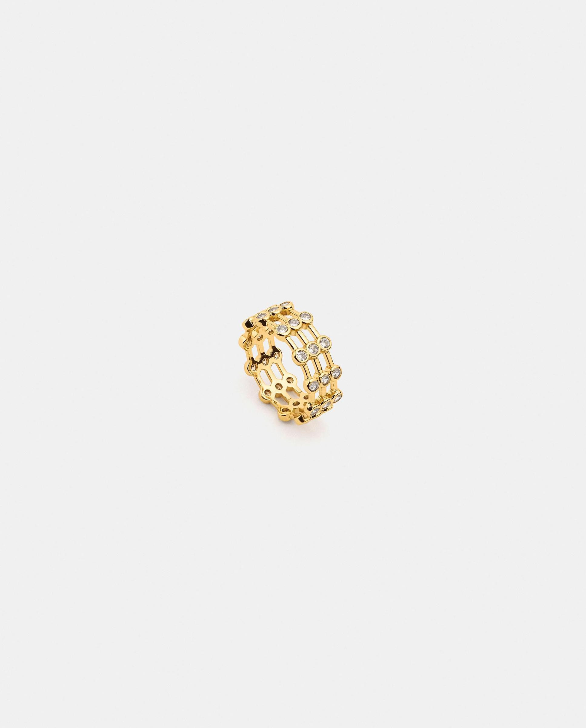 Imagen 0 de Anillo con circonitas bañado en oro de 18 k efecto múltiple Blanco