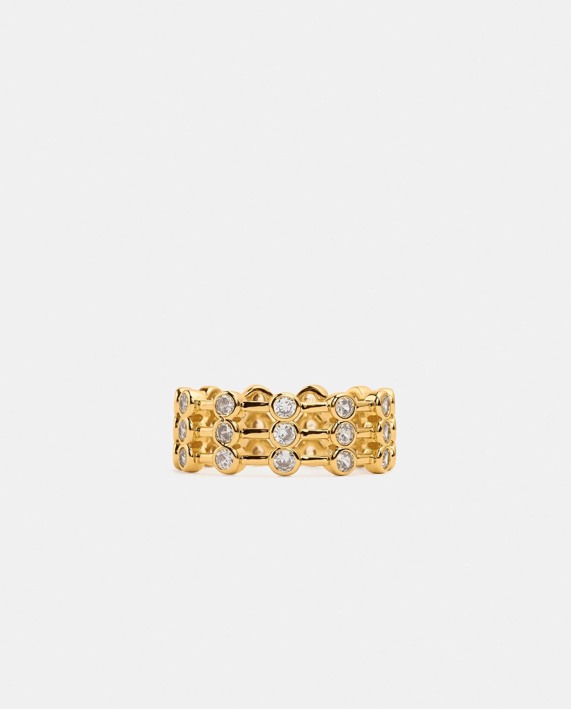 Anillo con circonitas bañado en oro de 18 k efecto múltiple - Parfois - Blanco Blanco-2