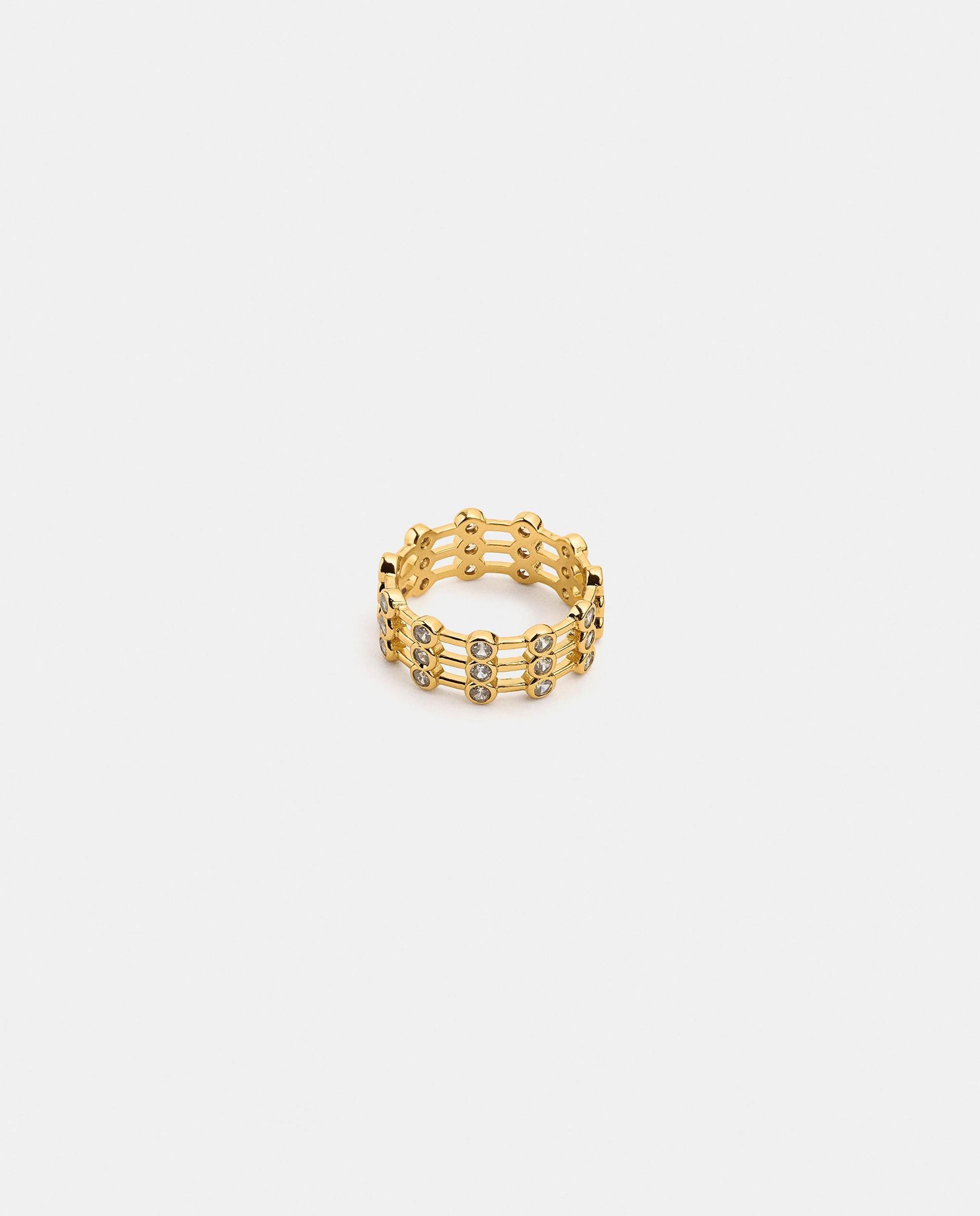 Anillo con circonitas bañado en oro de 18 k efecto múltiple - Parfois - Blanco Blanco-3