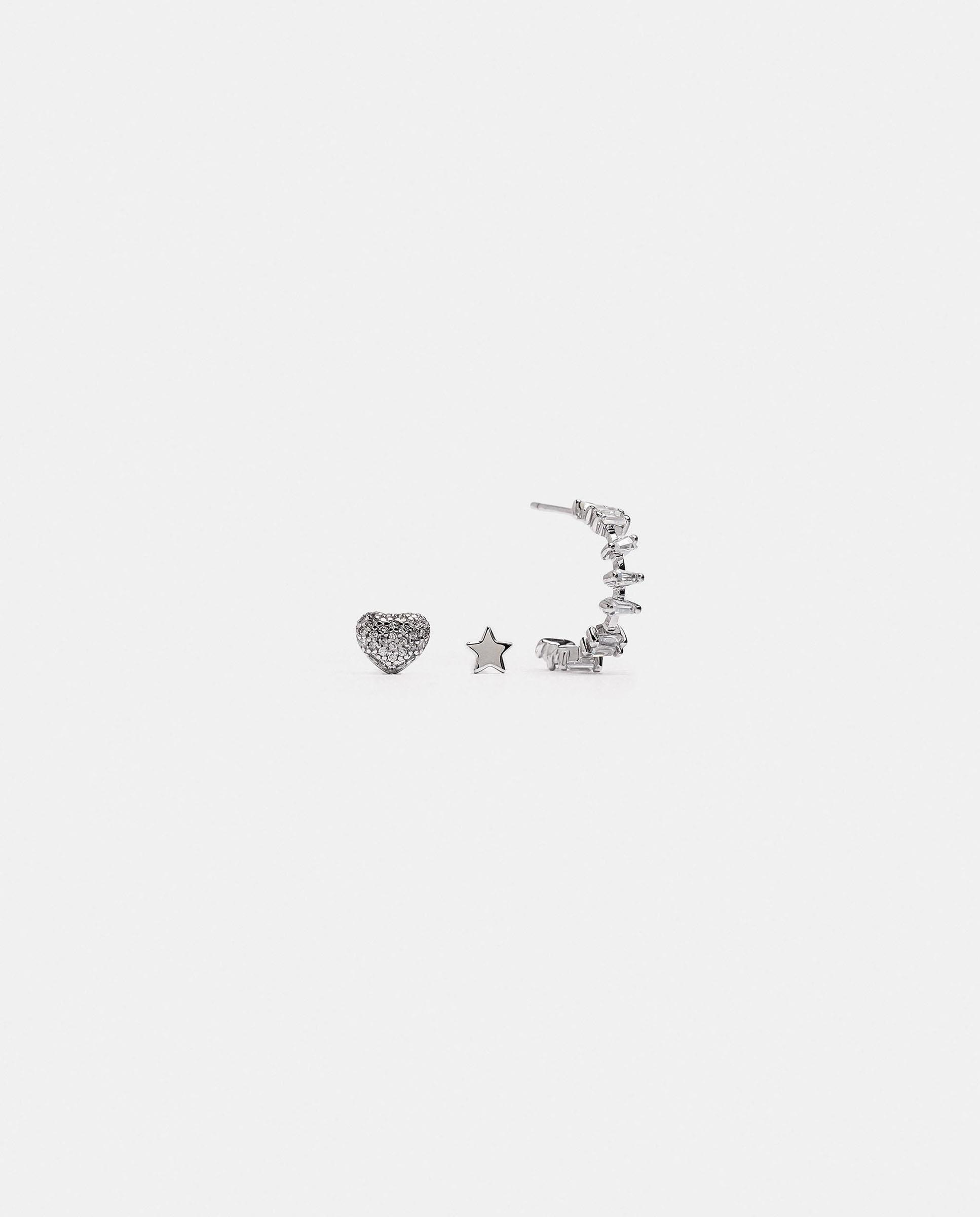 Imagen 0 de Pack de pendientes con circonitas de distintas formas Plateado