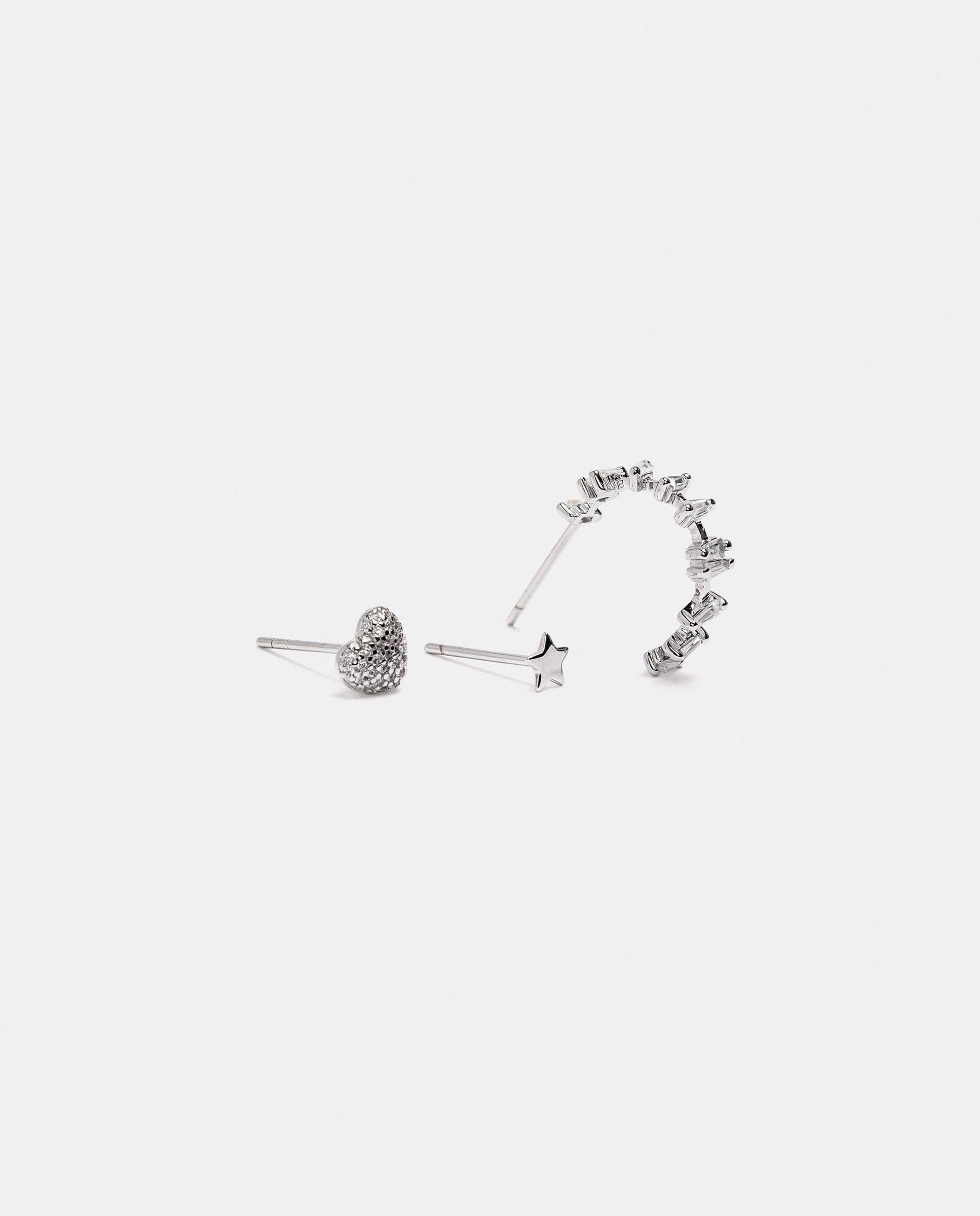 Pack de pendientes con circonitas de distintas formas - Parfois - Plateado Plateado-2