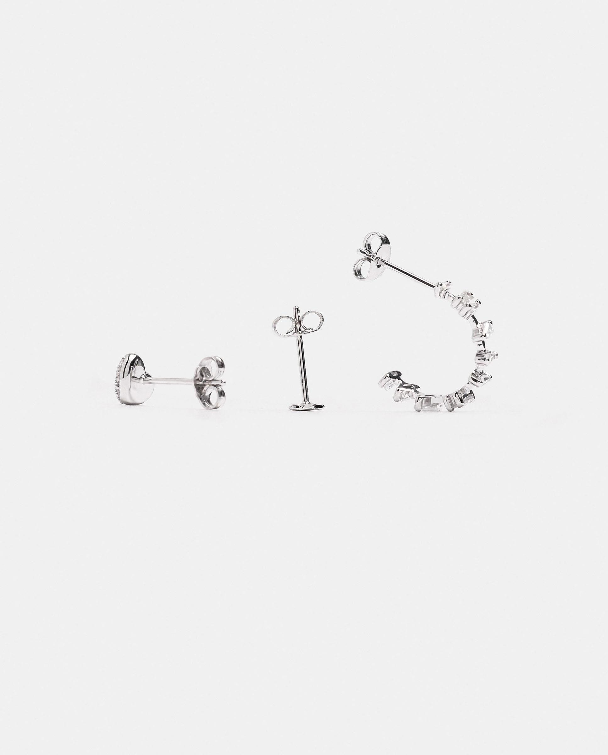 Pack de pendientes con circonitas de distintas formas - Parfois - Plateado Plateado-3