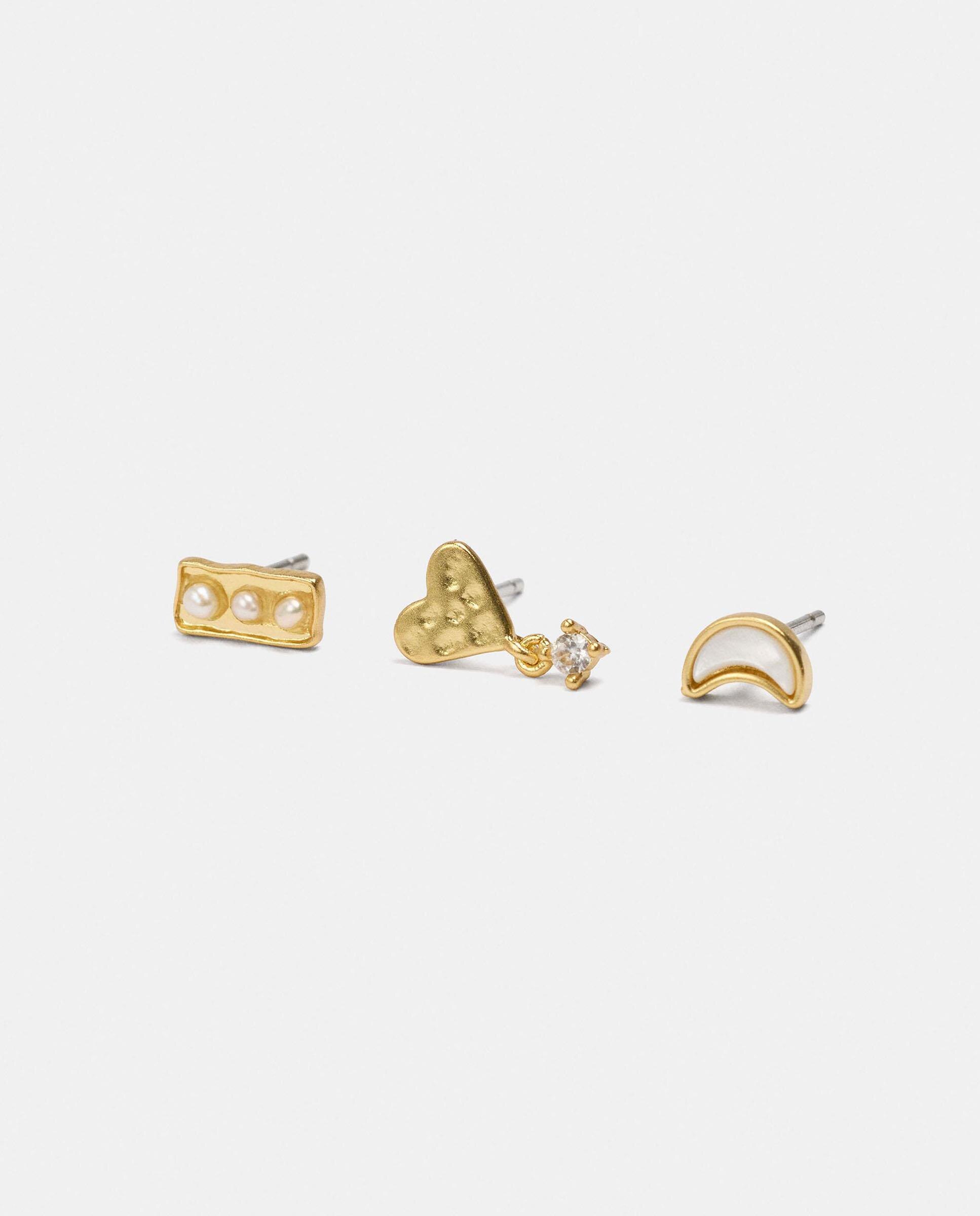 Pack de pendientes con circonitas y perlas decorativas - Parfois - Blanco Blanco-2