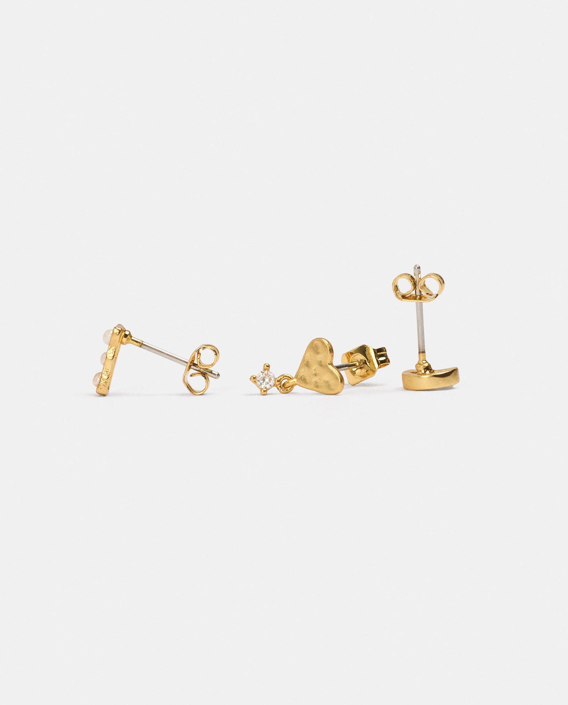 Pack de pendientes con circonitas y perlas decorativas - Parfois - Blanco Blanco-3