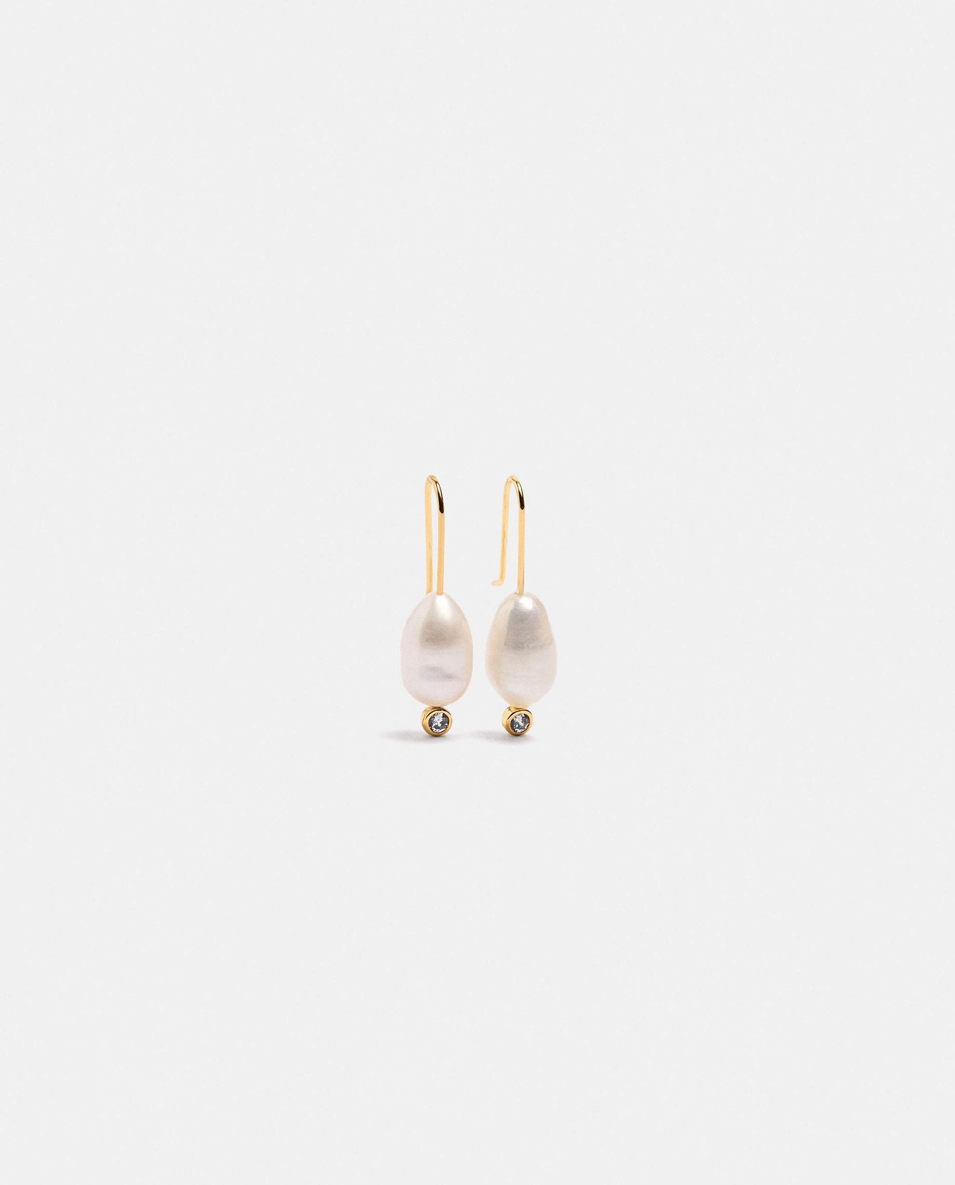 Imagen 0 de Pendientes con perla decorativa y circonitas Blanco
