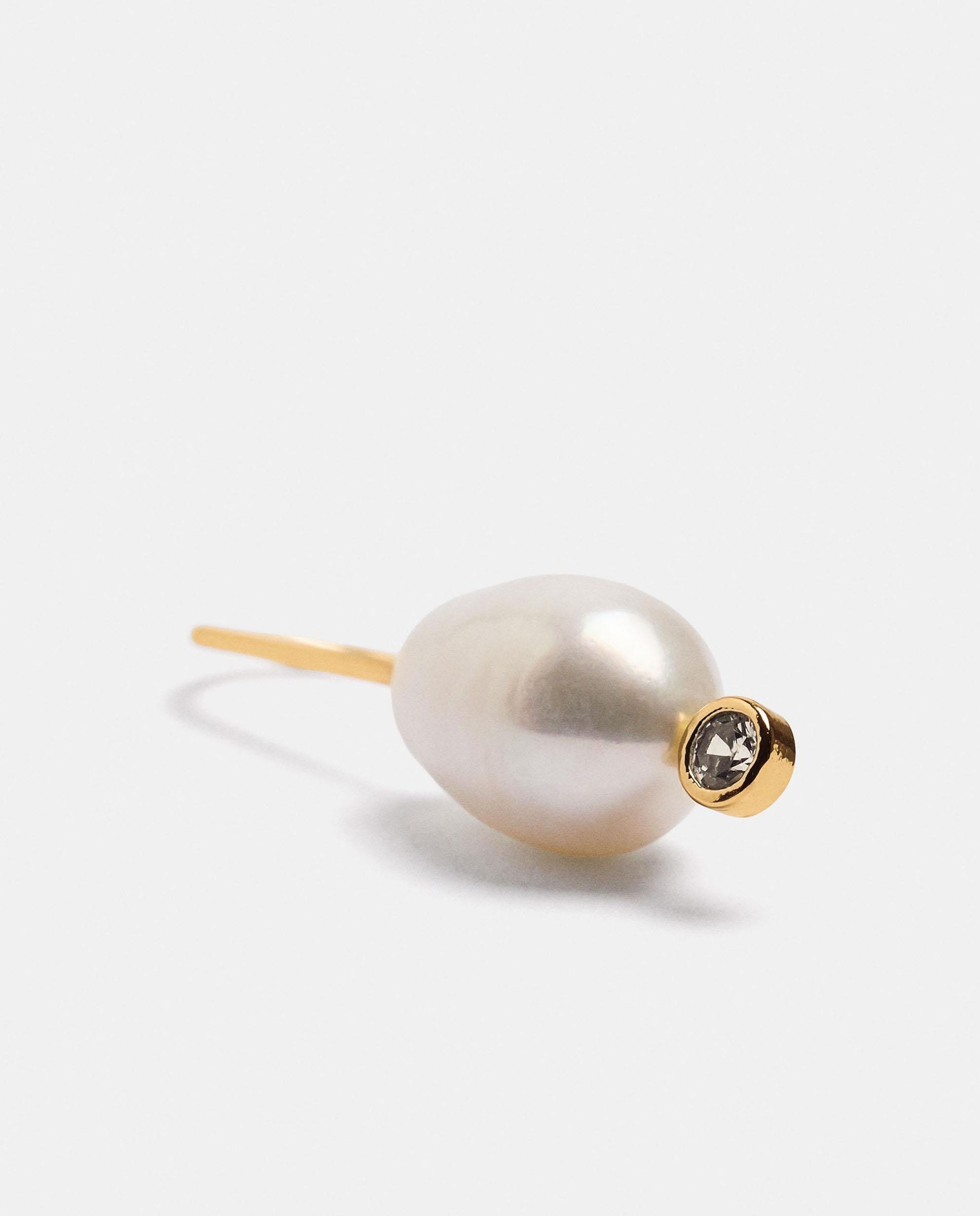 Pendientes con perla decorativa y circonitas - Parfois - Blanco Blanco-2