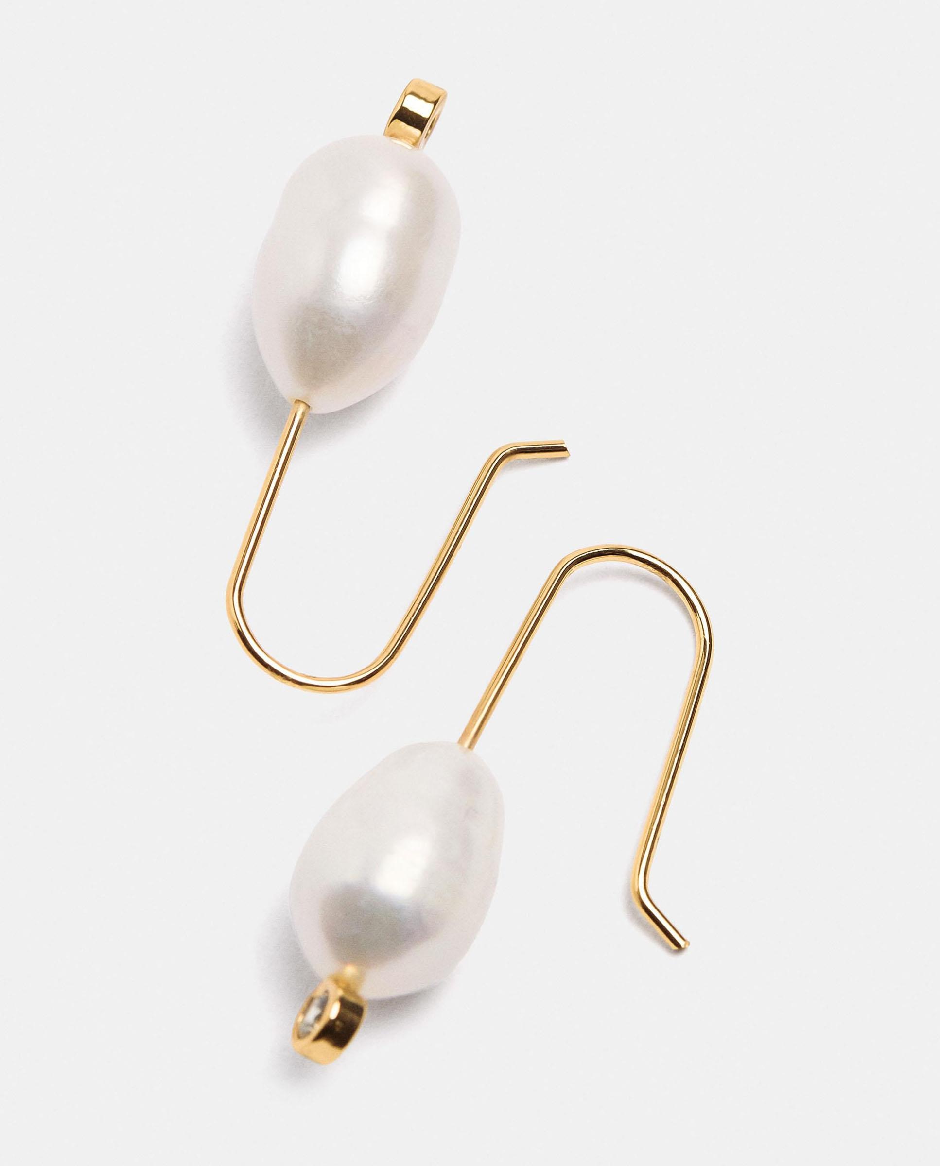 Pendientes con perla decorativa y circonitas - Parfois - Blanco Blanco-3