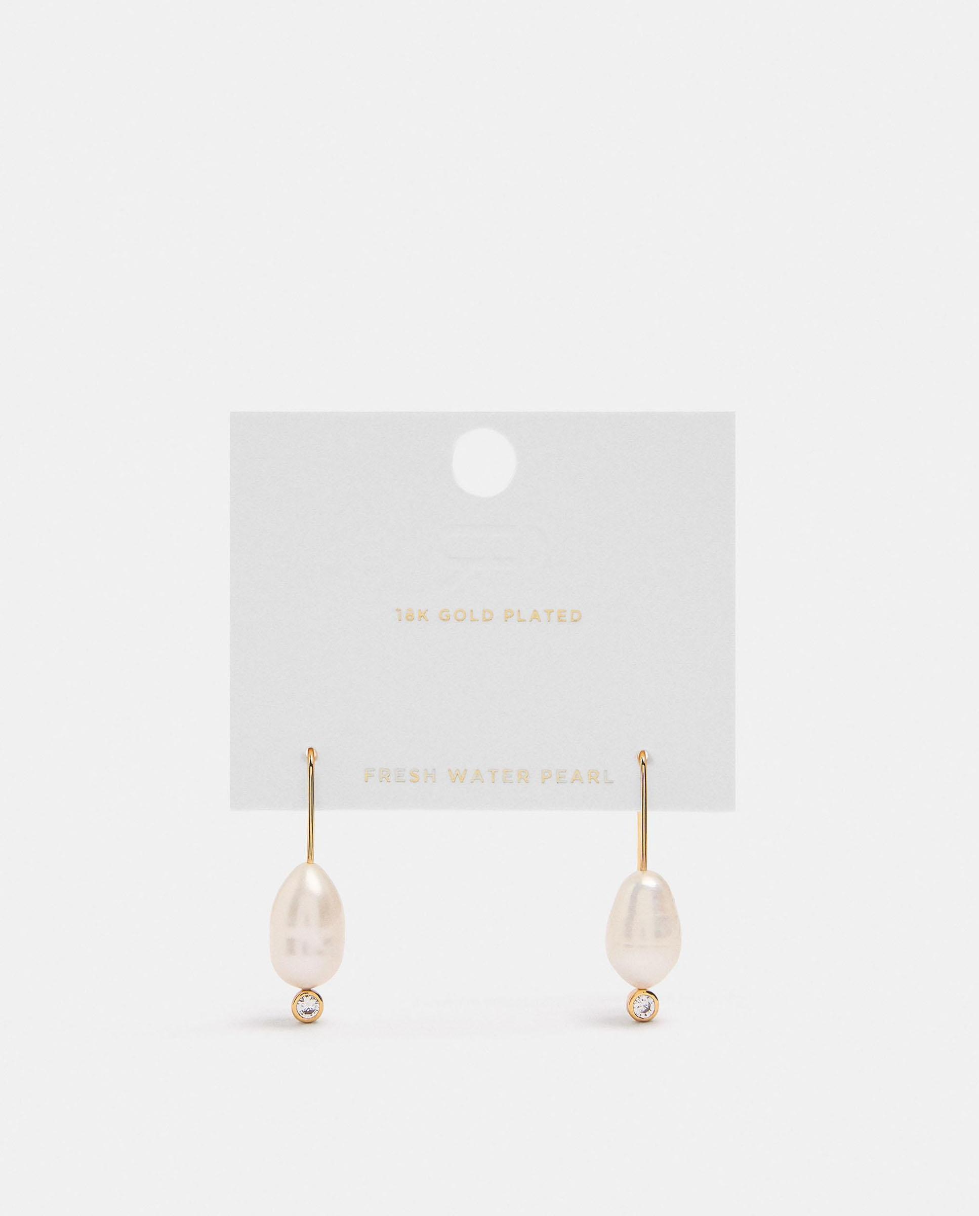 Pendientes con perla decorativa y circonitas - Parfois - Blanco Blanco-4