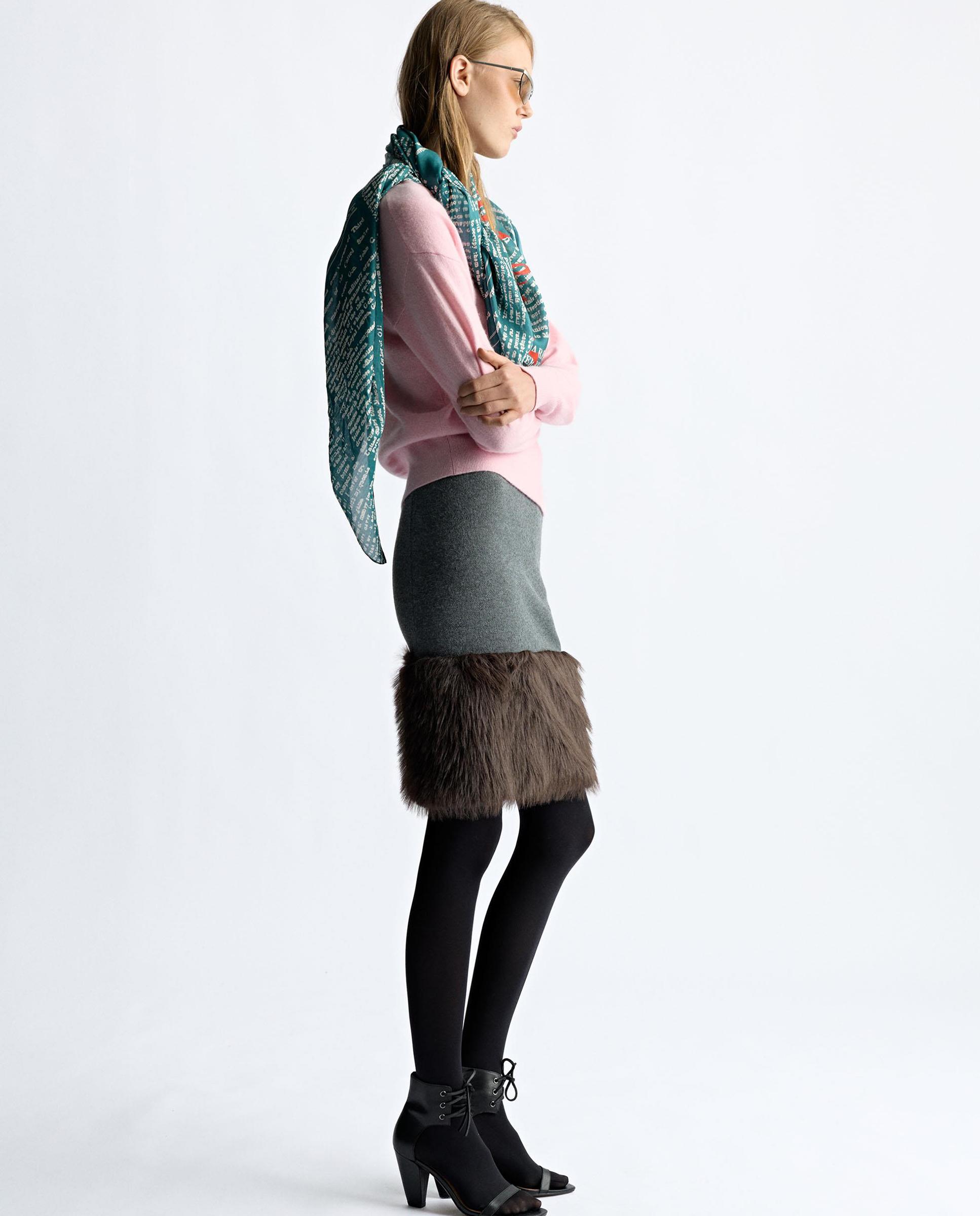 Falda corta con pelito decorativo en borde - Parfois - Gris Gris-4