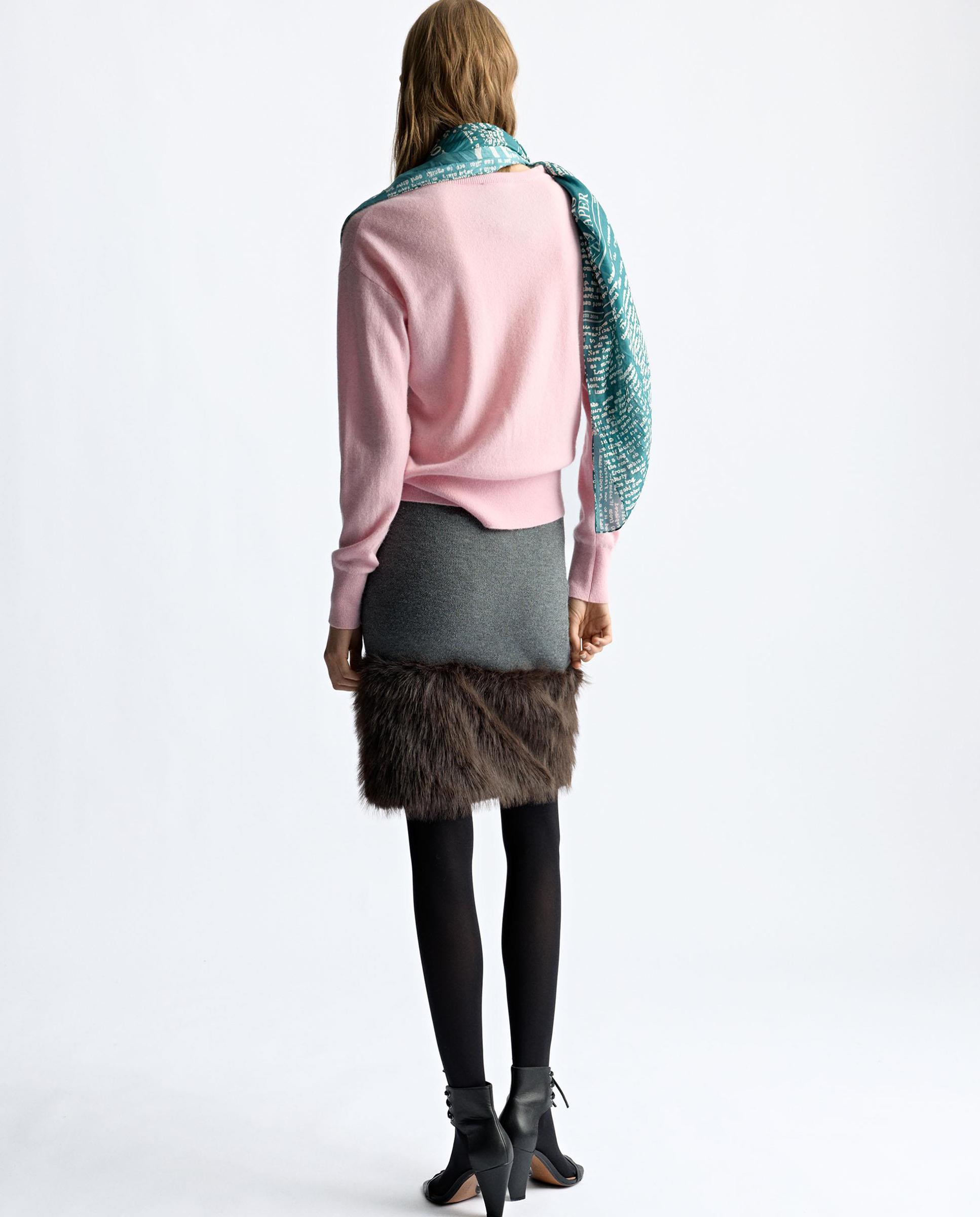 Falda corta con pelito decorativo en borde - Parfois - Gris Gris-5
