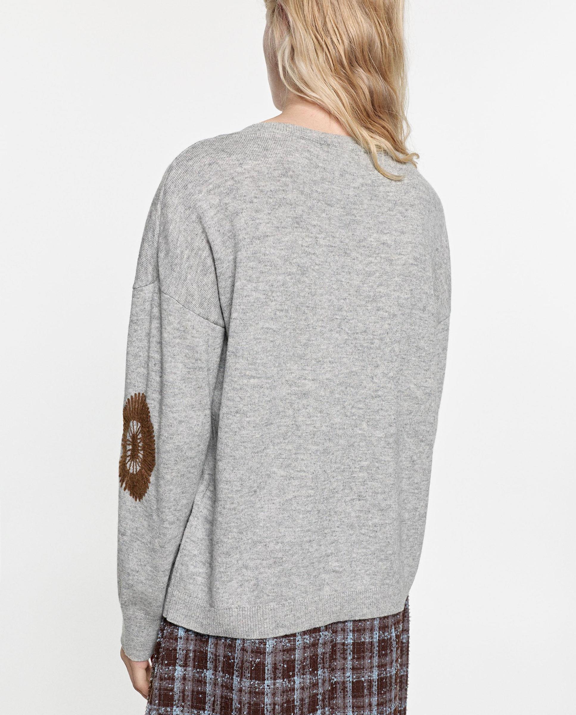 Jersey de mujer de punto con flores bordadas - Parfois - Gris Gris-4