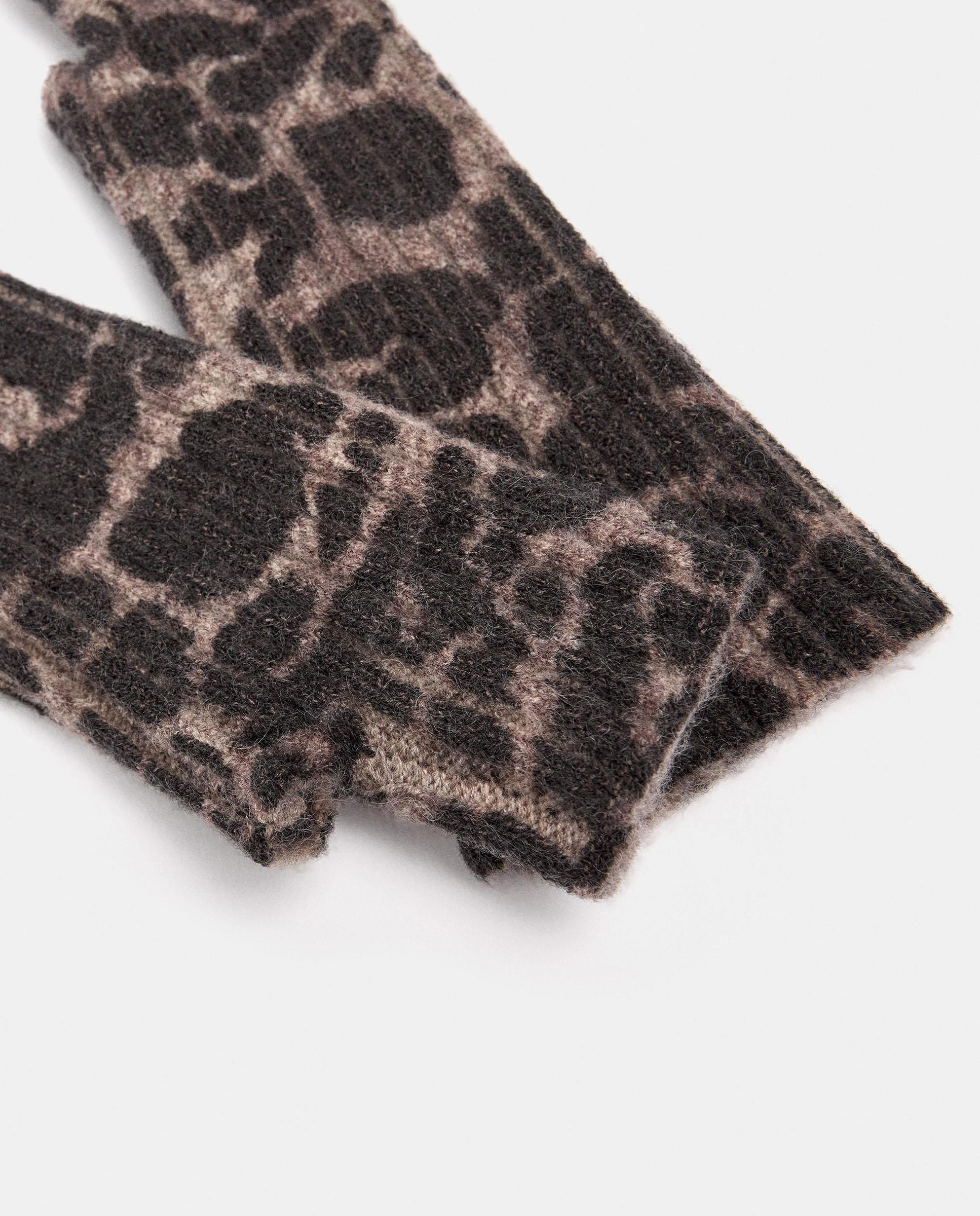 Guantes de punto de mujer 100% lana con dedos al descubierto y estampado animal print - Parfois - Marrón Marrón-2
