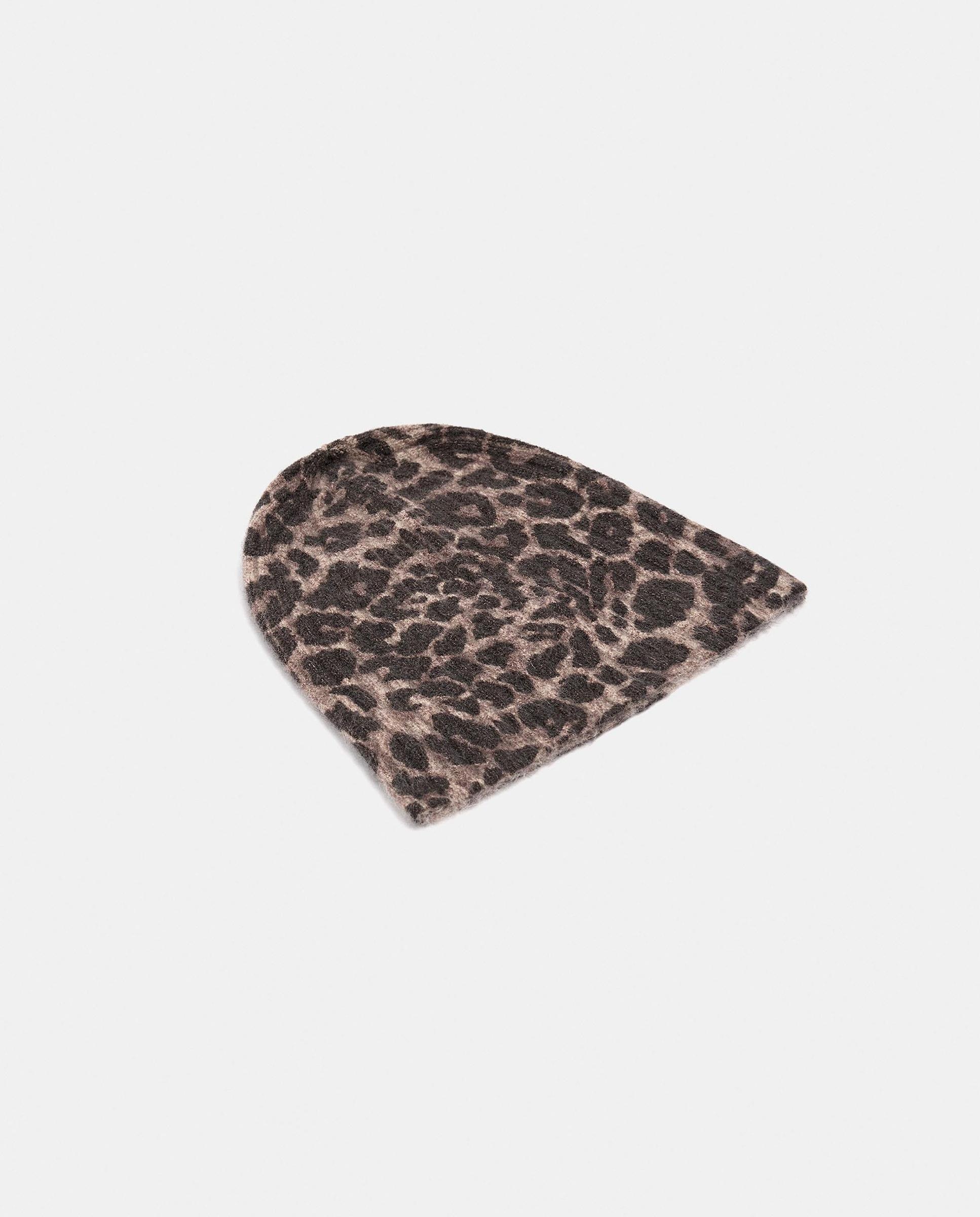Gorro de mujer 100% lana de punto con estampado animal print - Parfois - Marrón Marrón-2