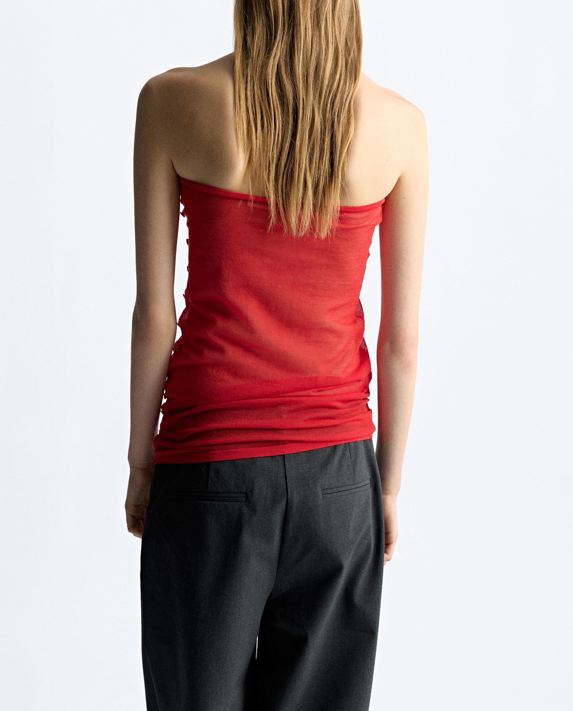 Top de mujer bandeau de punto con minicuentas - Parfois - Rojo Rojo-4