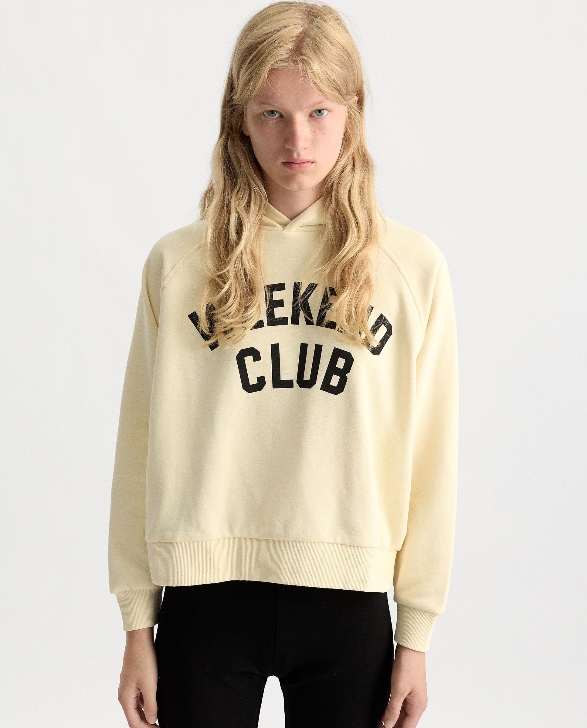 Sudadera de mujer con capucha y lettering frontal - Parfois - Amarillo Amarillo-1