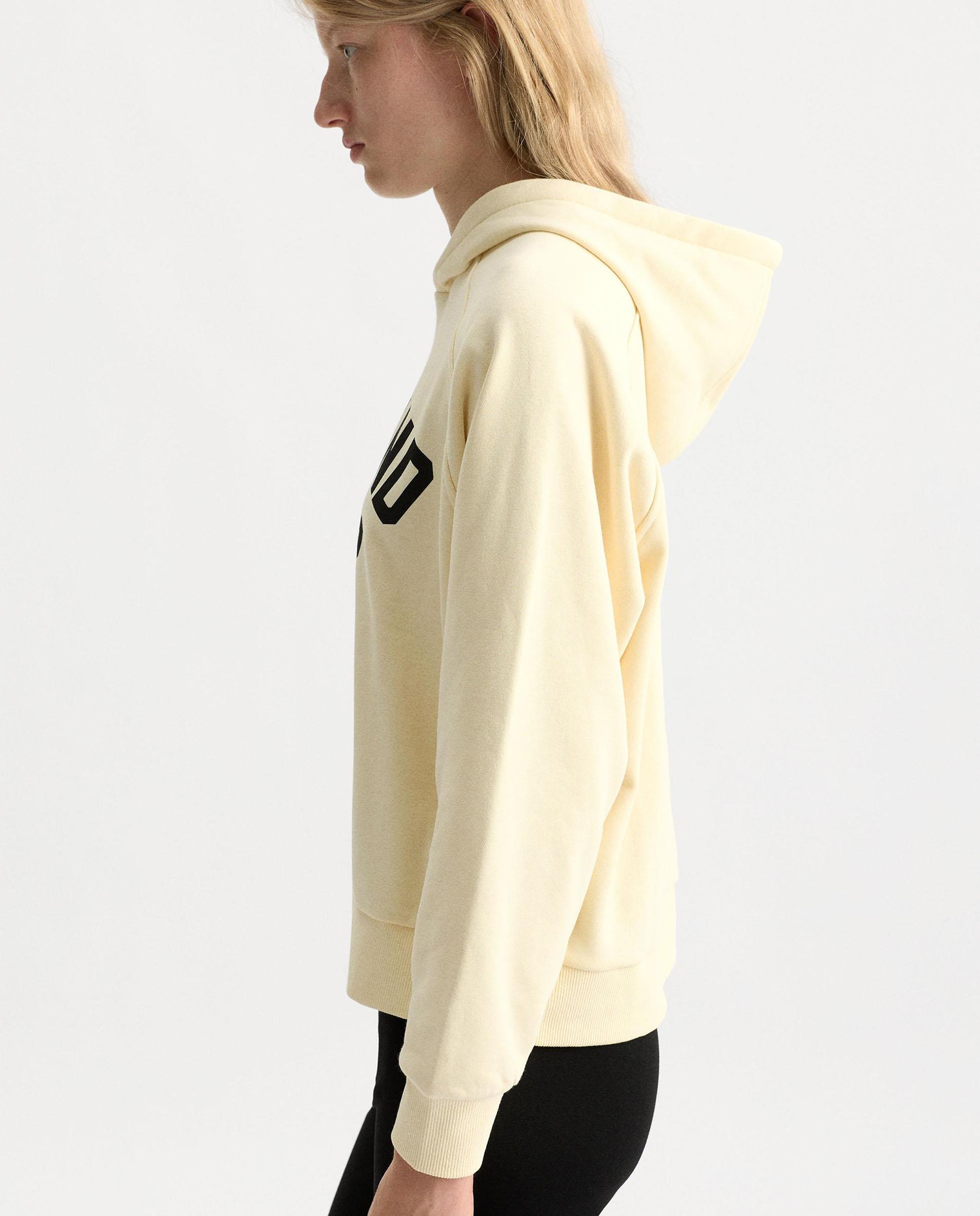 Sudadera de mujer con capucha y lettering frontal - Parfois - Amarillo Amarillo-3