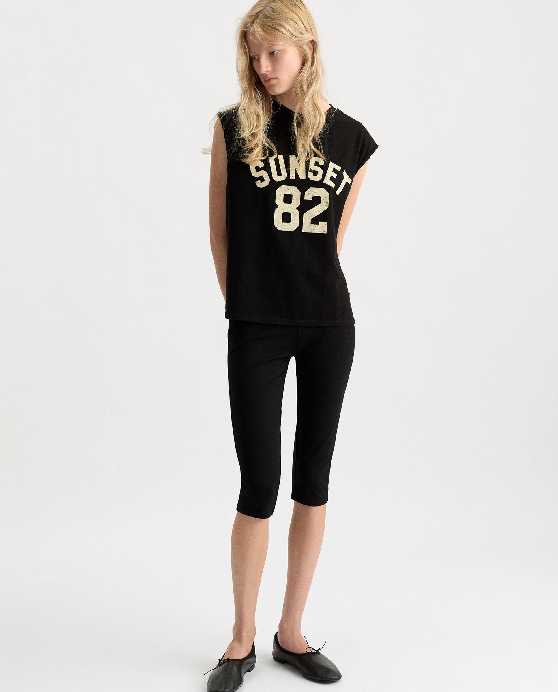 Top de mujer 100% algodón sin mangas con dibujo frontal - Parfois - Negro Negro-2