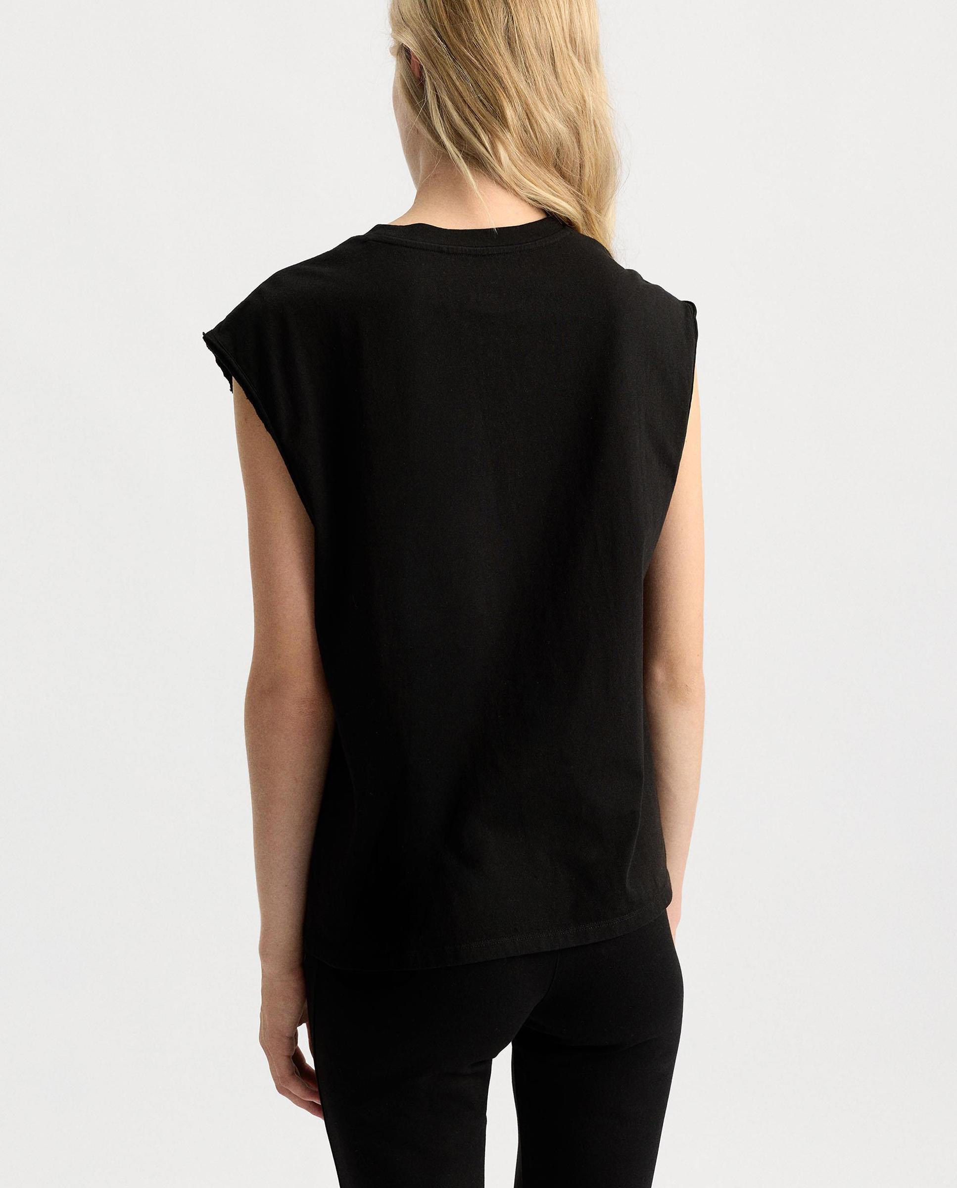Top de mujer 100% algodón sin mangas con dibujo frontal - Parfois - Negro Negro-5