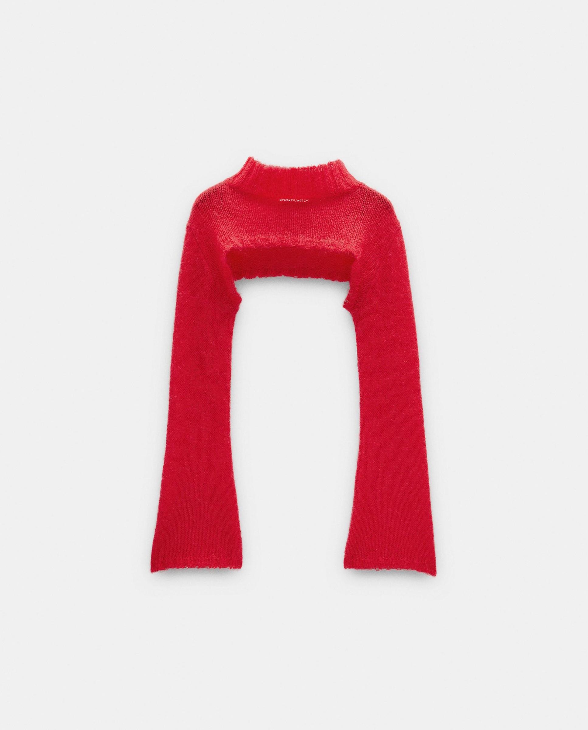 Jersey de mujer de punto crop en liso - Parfois - Rojo Rojo-7